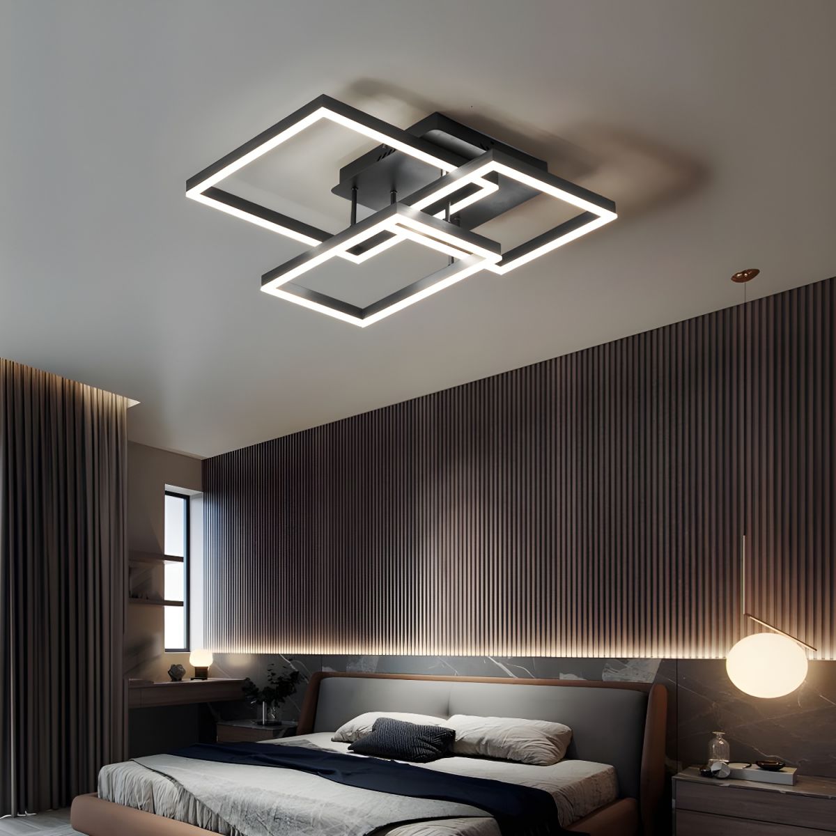 Modern Style Square Shape Metal Ceiling Lights Fixtures in Black/Brown