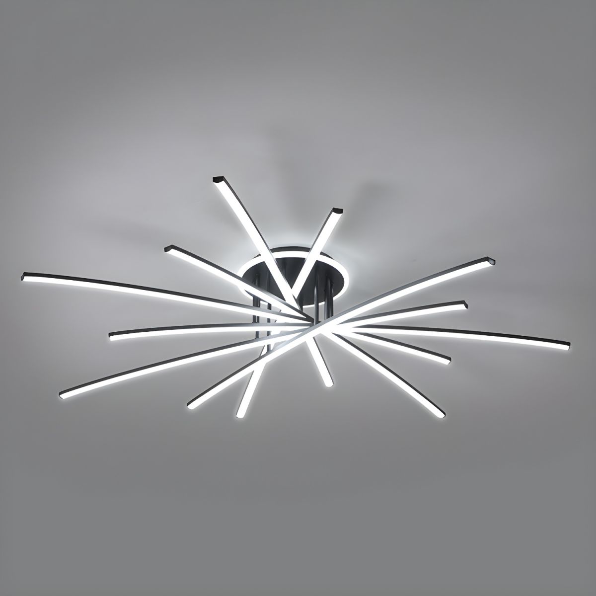 Modern Elegant Linear Semi Flush Mount Ceiling Light Fixture in Black