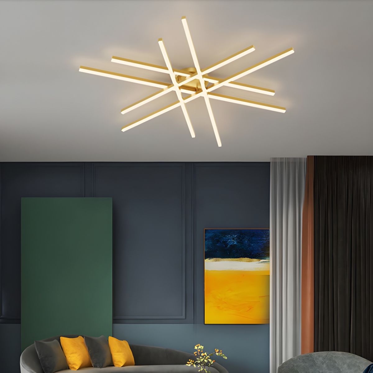 Elegant Contemporary Linear Flush Mount LED Metal Ceiling Light for Living Space