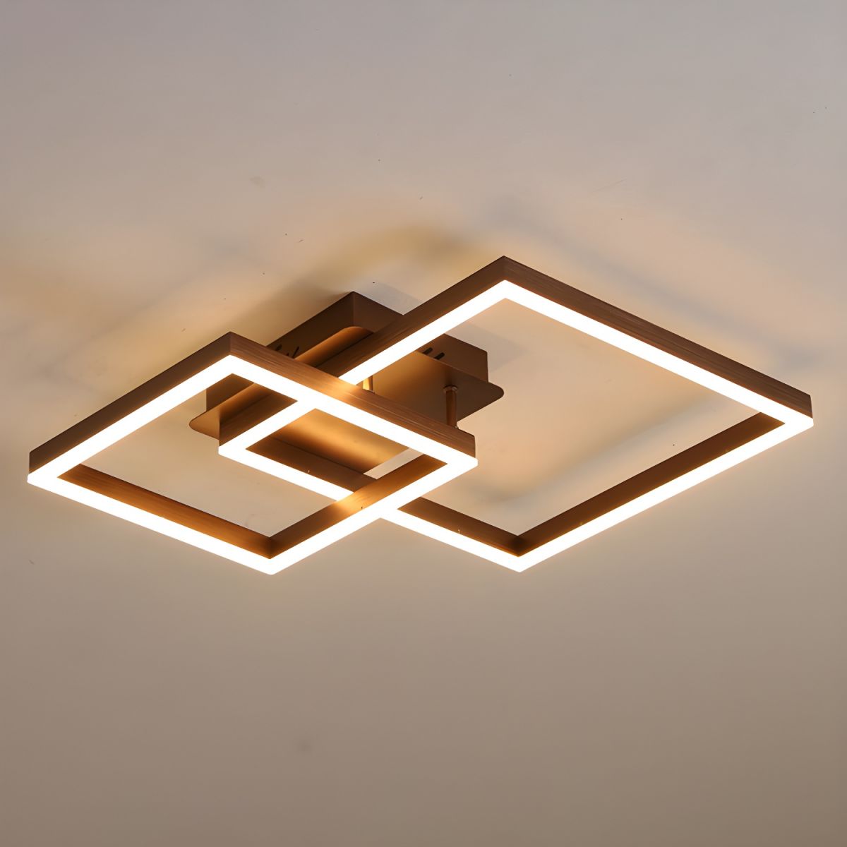 Modern Style Square Shape Metal Ceiling Lights Fixtures in Black/Brown