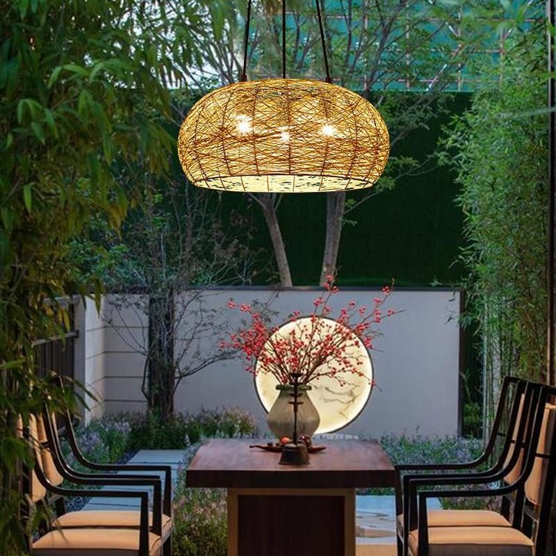 Creative Bird's Nest LED Hemp Rope Rattan Woven Pendant Light