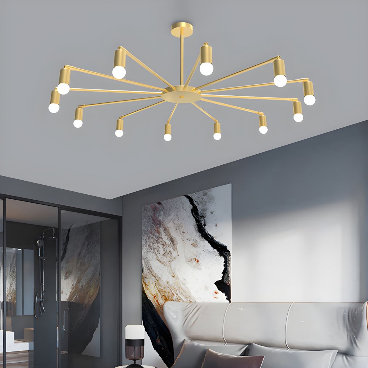 Modern Simple Chandelier Unique Ceiling Light for Living Room in Black/Gold