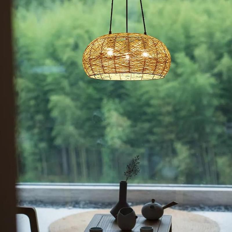 Creative Bird's Nest LED Hemp Rope Rattan Woven Pendant Light