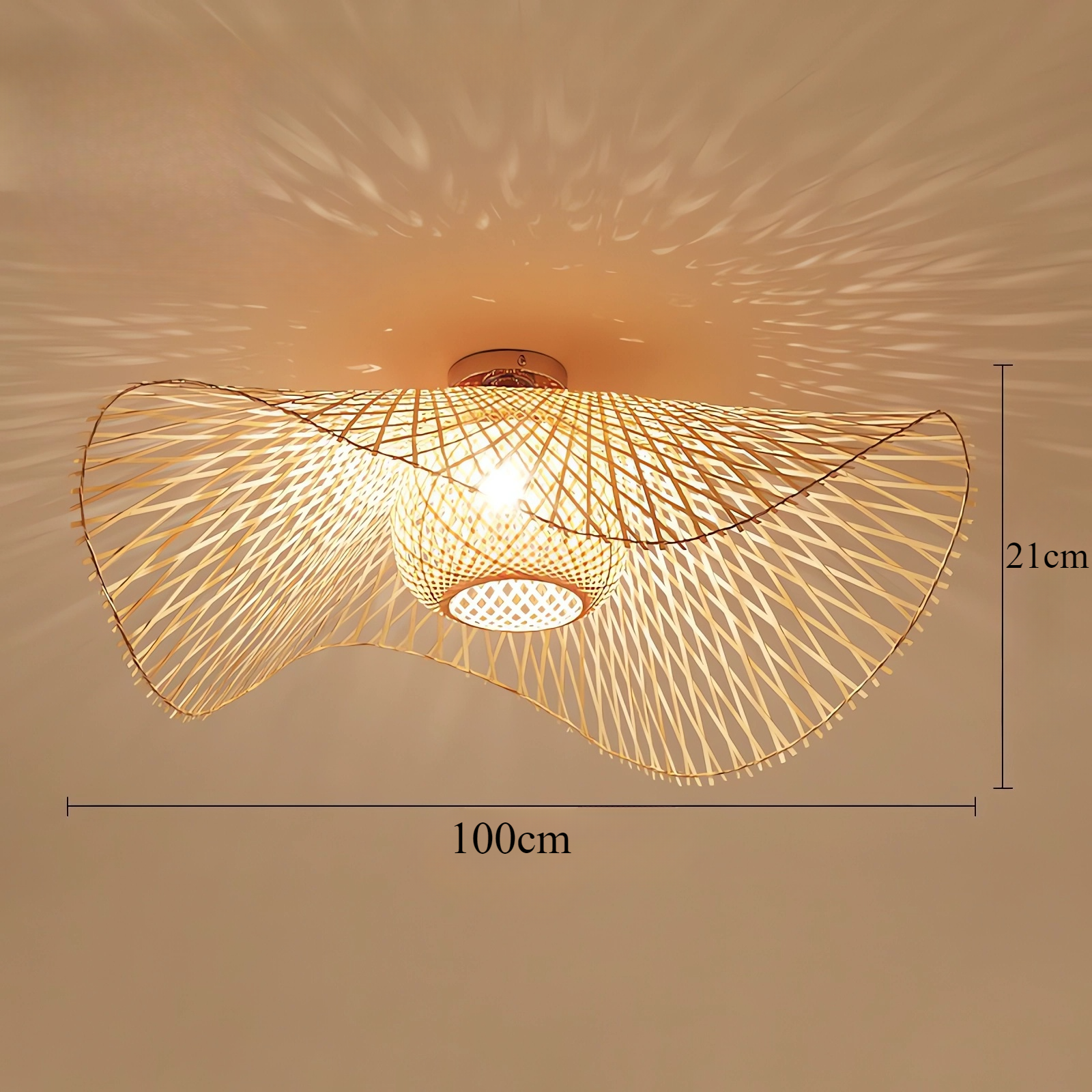 Bamboo Wave Art LED Ceiling Light