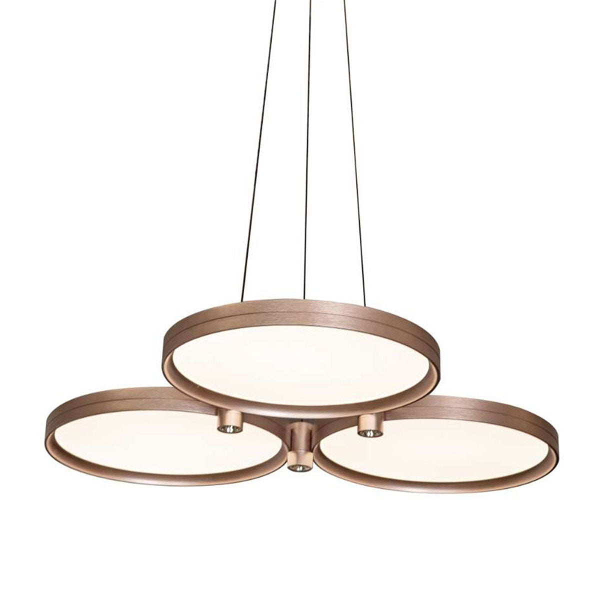 Champagne Gold Triple-Ring Stepless Dimming Pendant Light