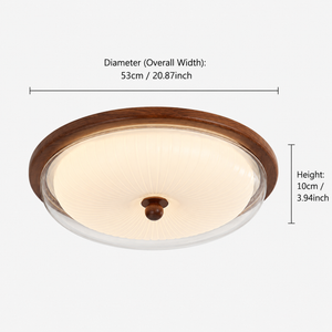 dimension chart with shade width and height for walnut acrylic shade ceiling light