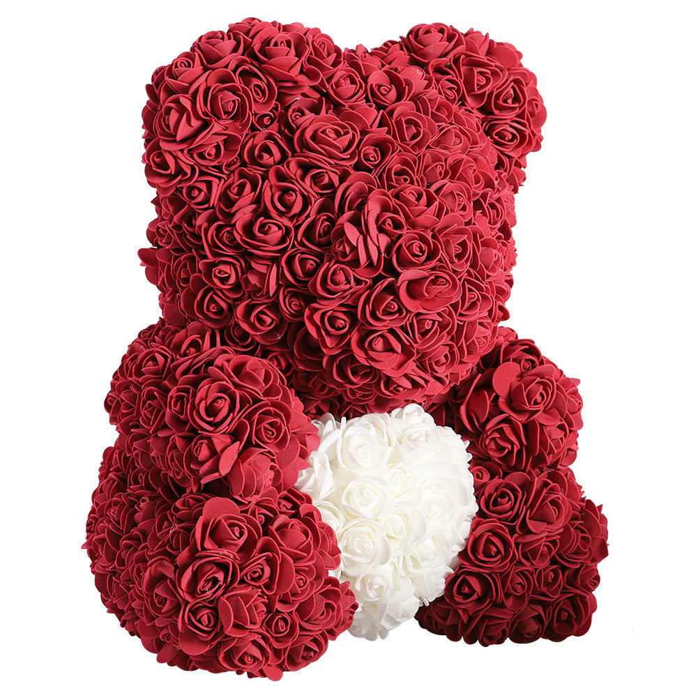 ‍Simulation Foam Forever Rose Teddy Bear Gift Box-White Bear Red Heart (100% off)