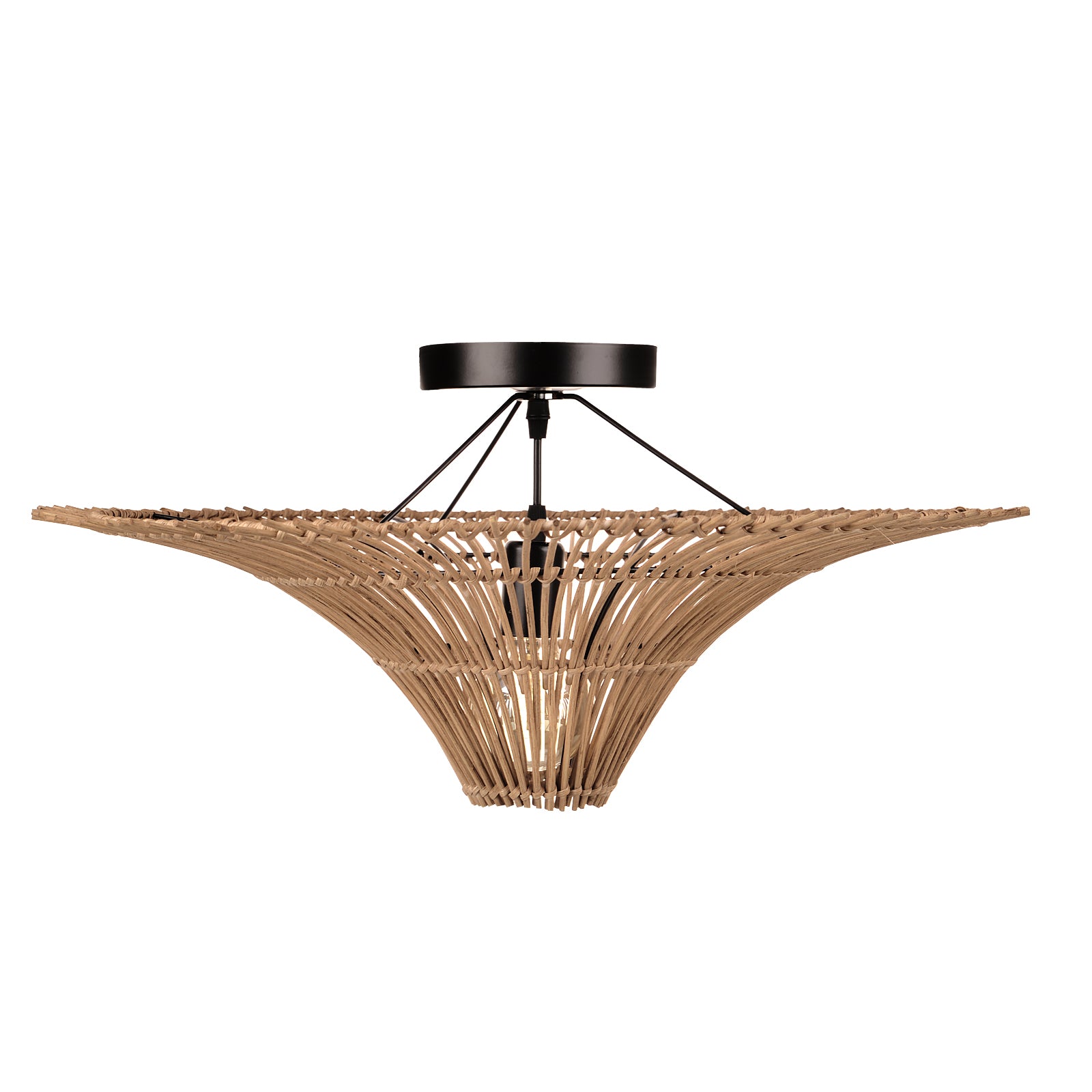 Flying Saucer-Shaped Rattan LED Ceiling Light