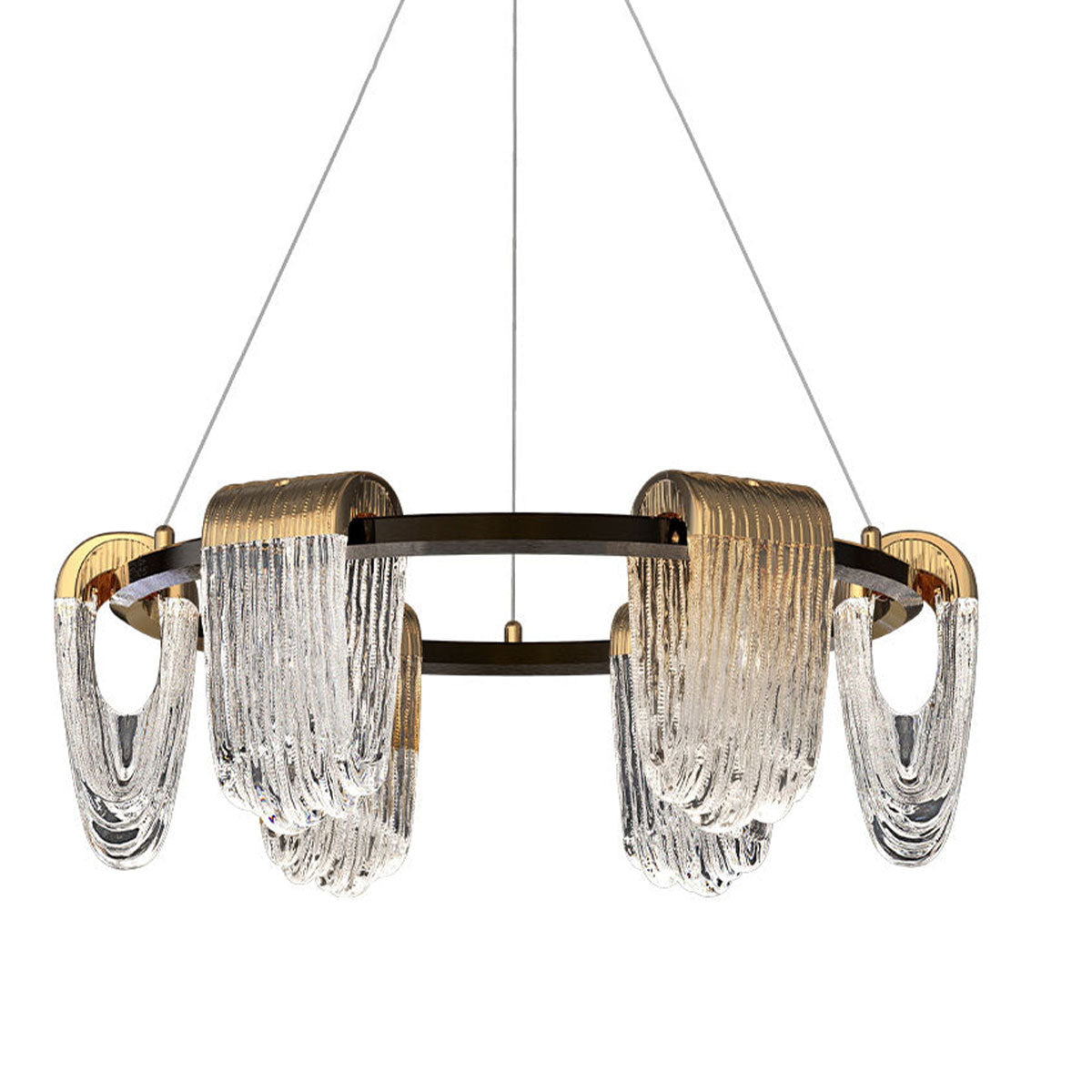 Modern Gold Acrylic LED Pendant Light with Cascading Curves