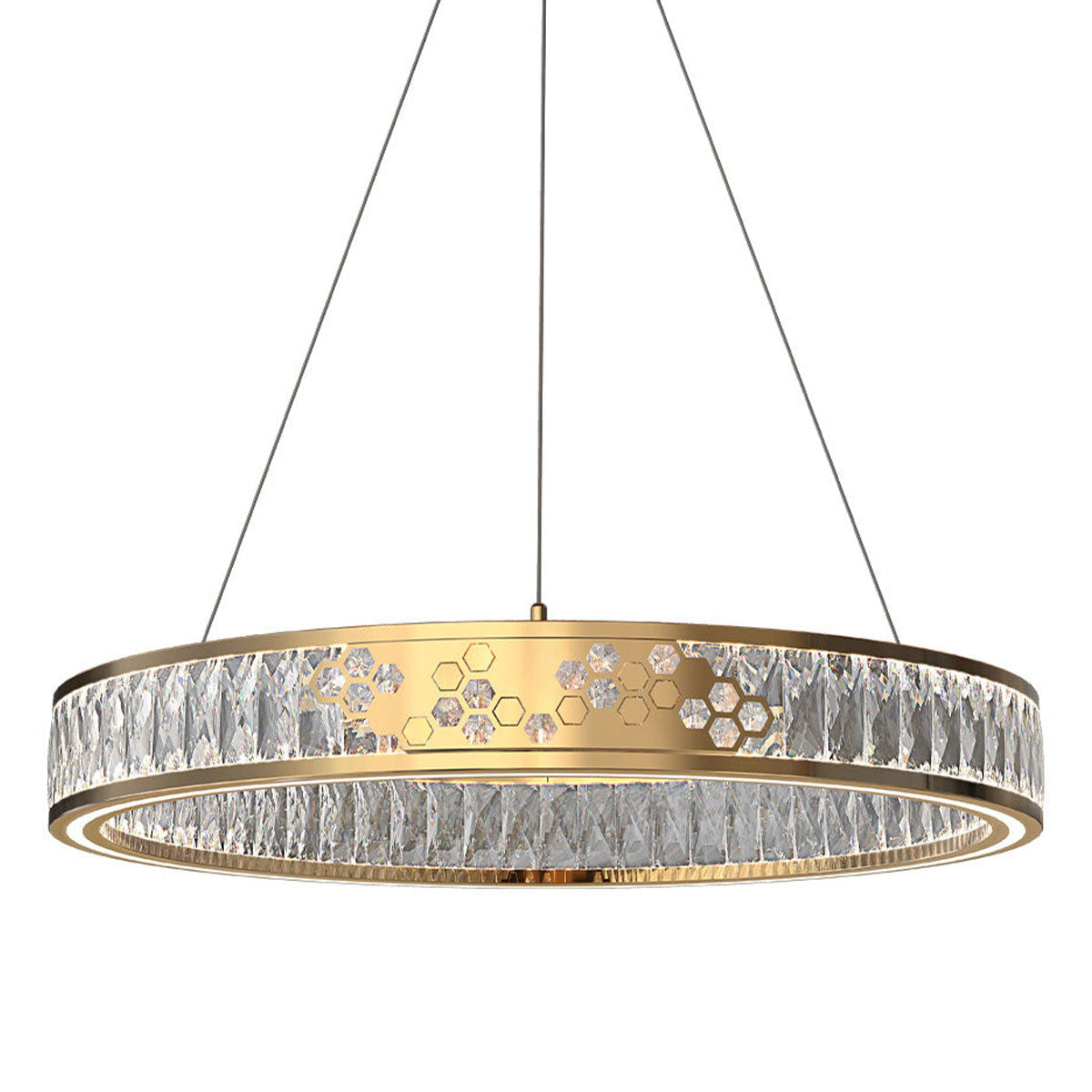 Luxurious Gold Crystal LED Halo Pendant Light