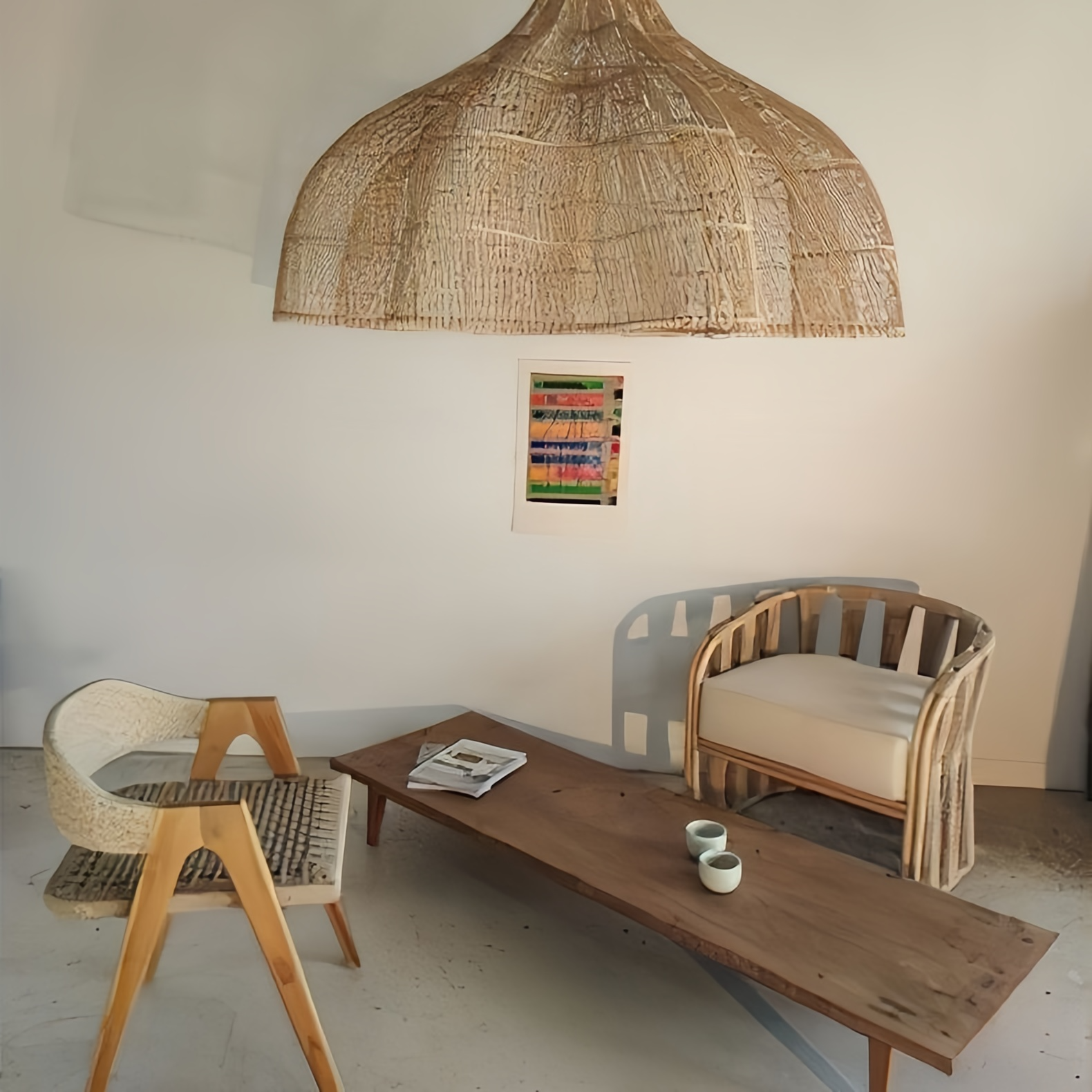 Wabi-Sabi Style Handmade Rattan Woven Pendant Light