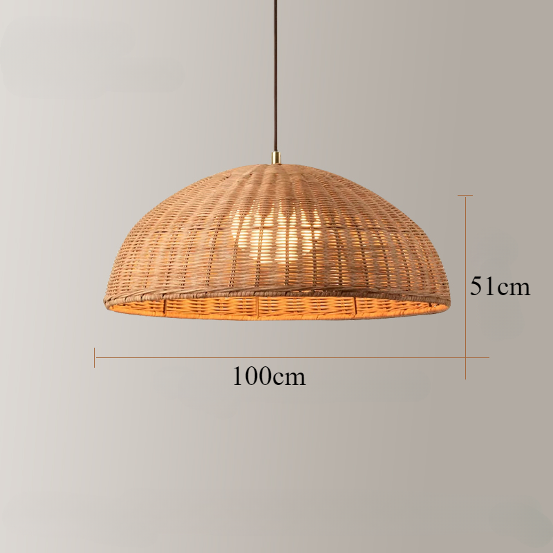 Vintage Inspired Handwoven Rattan Basket Weave Pendant Light