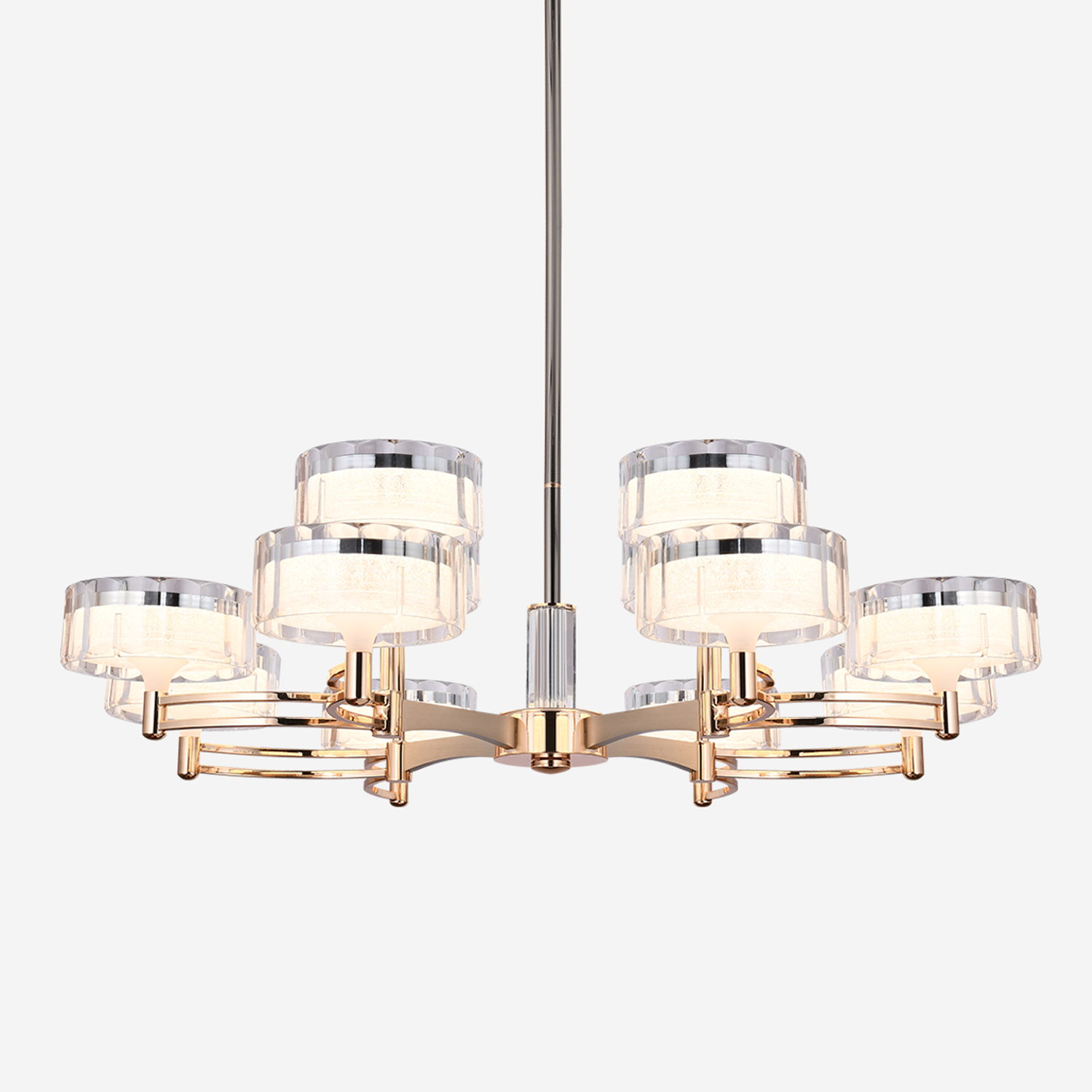 Luxury Metal Chandelier for Living Room with Tri-Colour Lighting Options