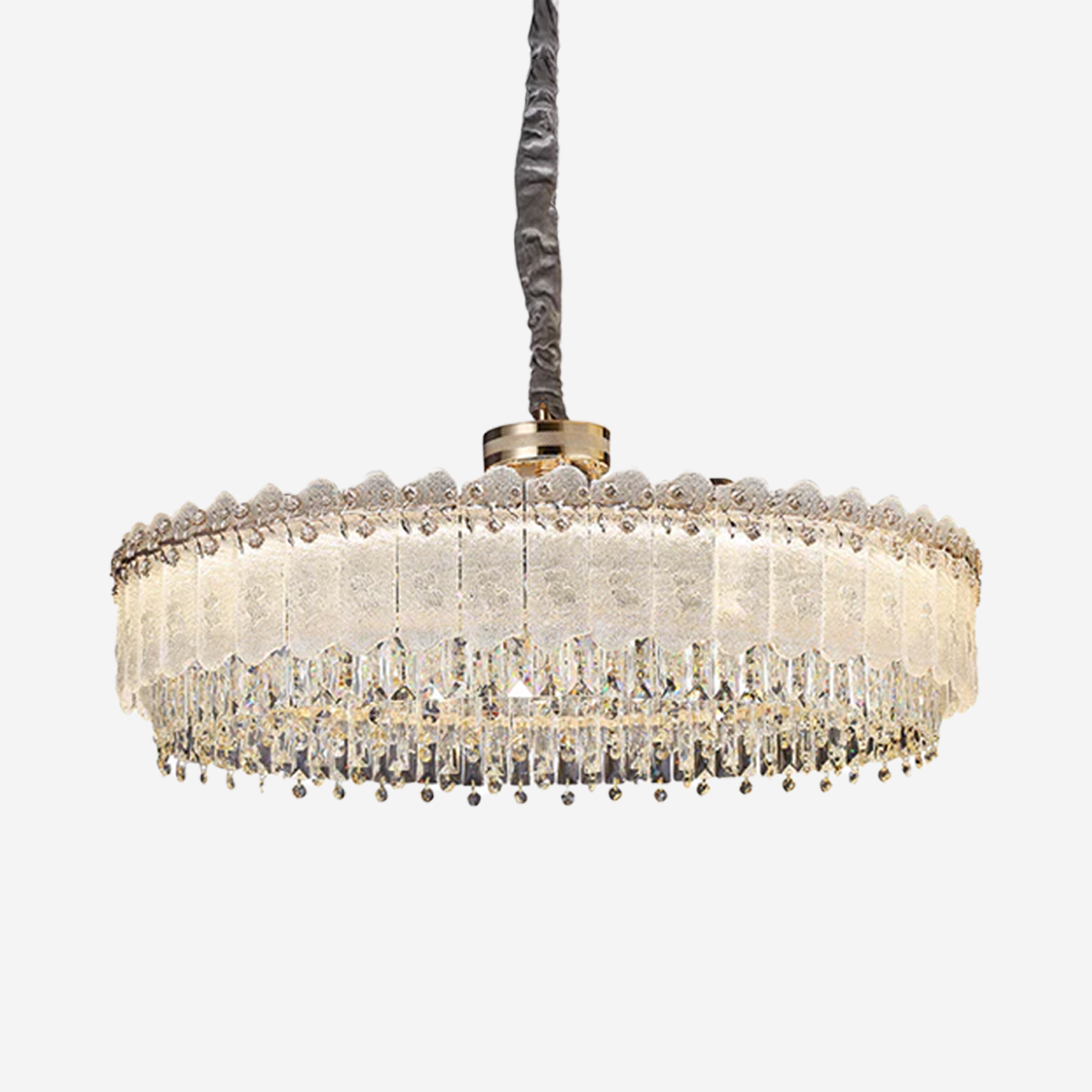 Contemporary Oval & Round Crystal Pendant Ceiling Light Dimmable Fixture