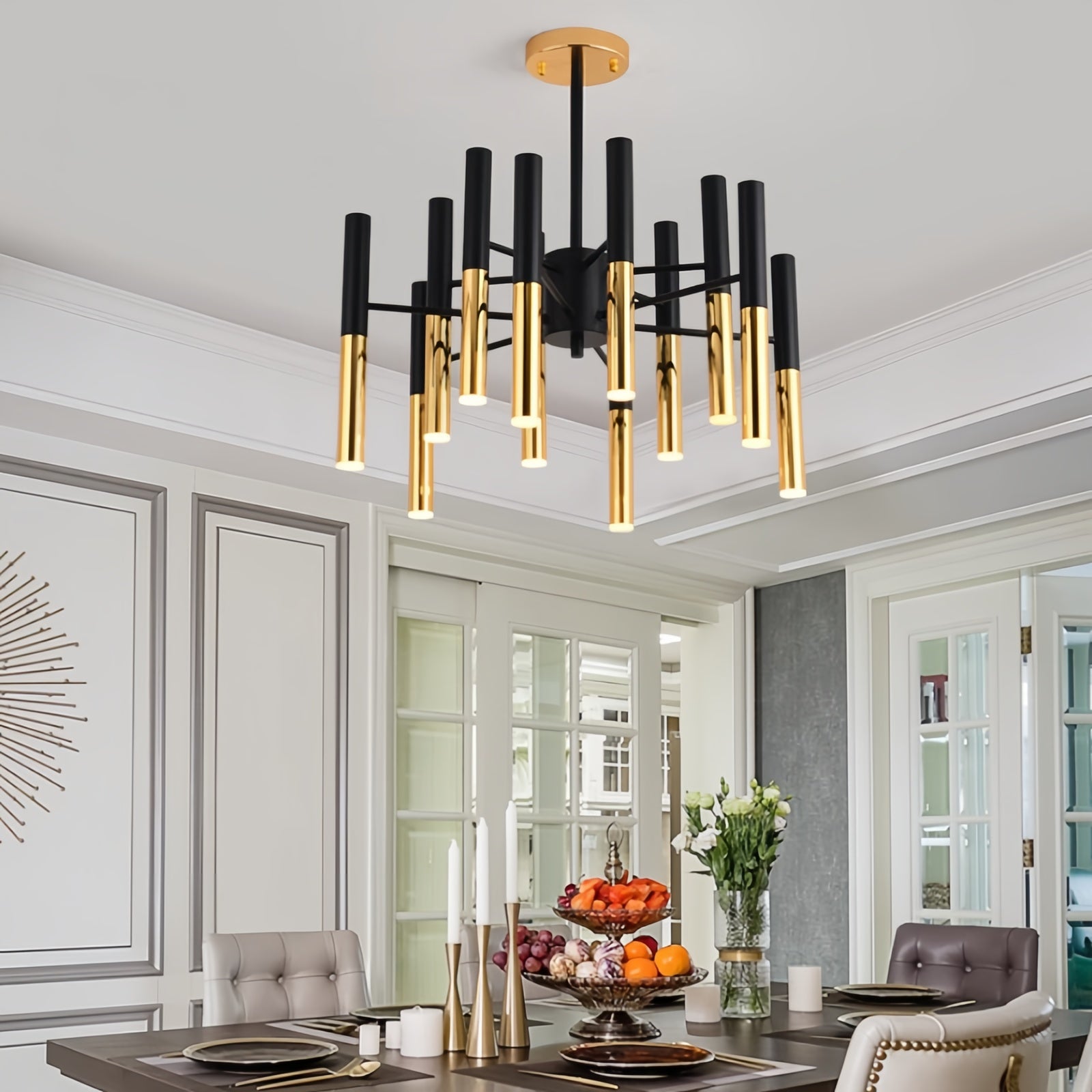 Modern Creative Metal Chandelier Light Fixtures Black Ceiling Hanging Light