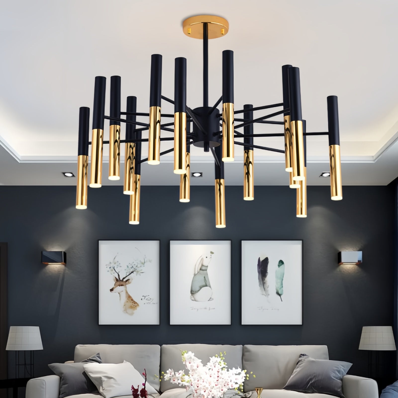 Modern Creative Metal Chandelier Light Fixtures Black Ceiling Hanging Light