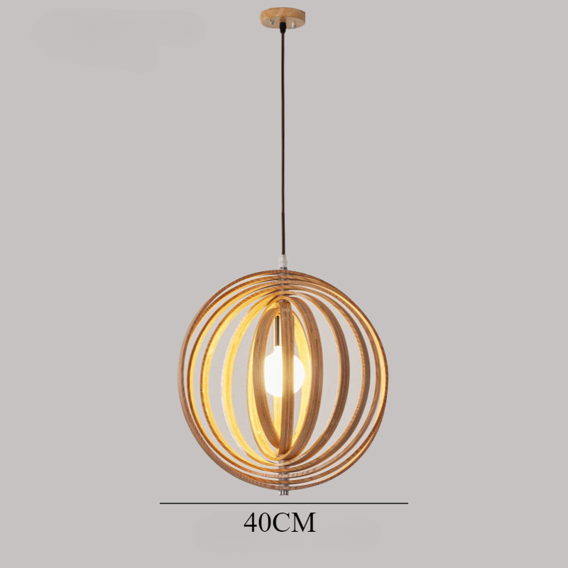 Rotating Circular Moon Wooden LED Pendant Light