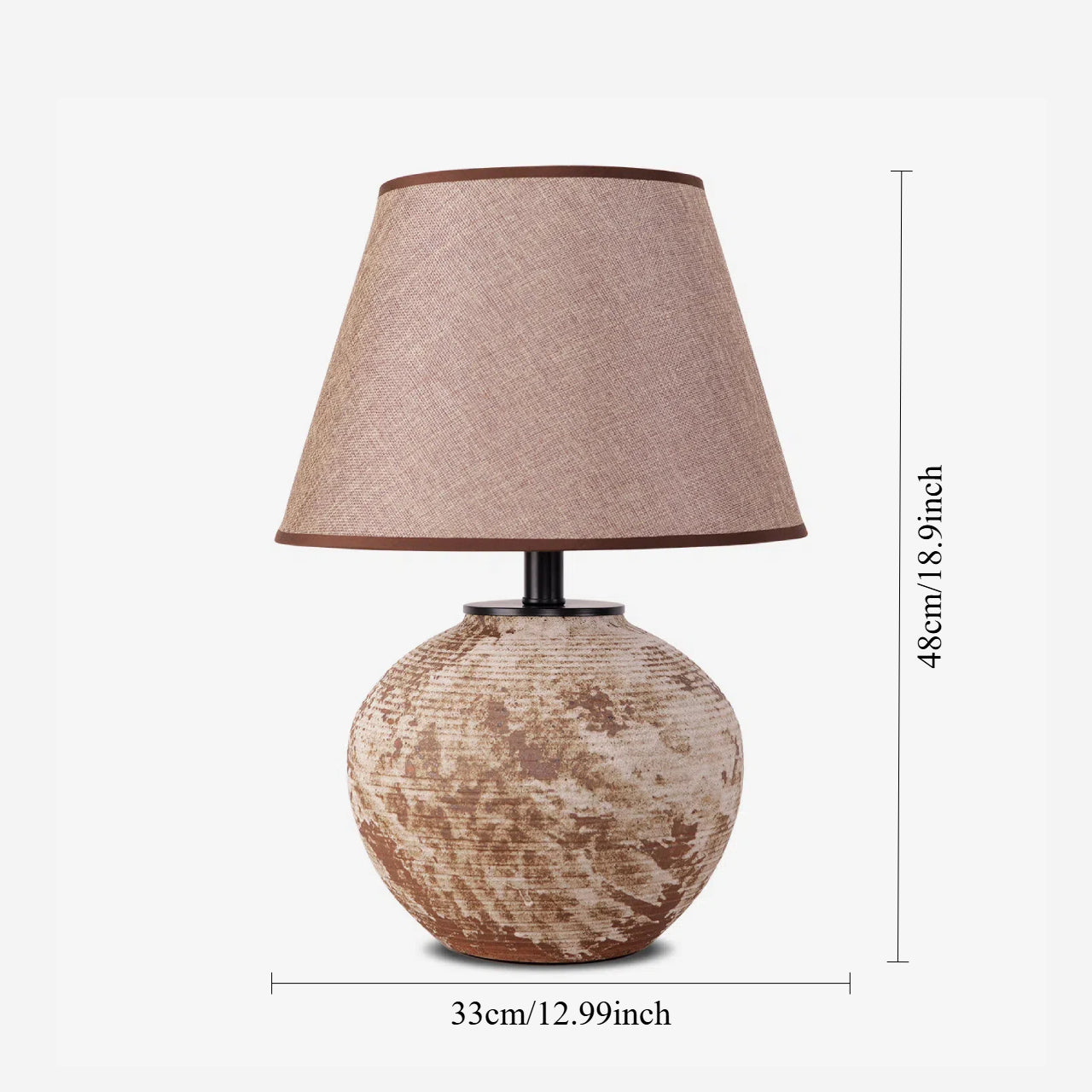 Rustic Ceramic Table Lamp with Textured Base and Linen Shade