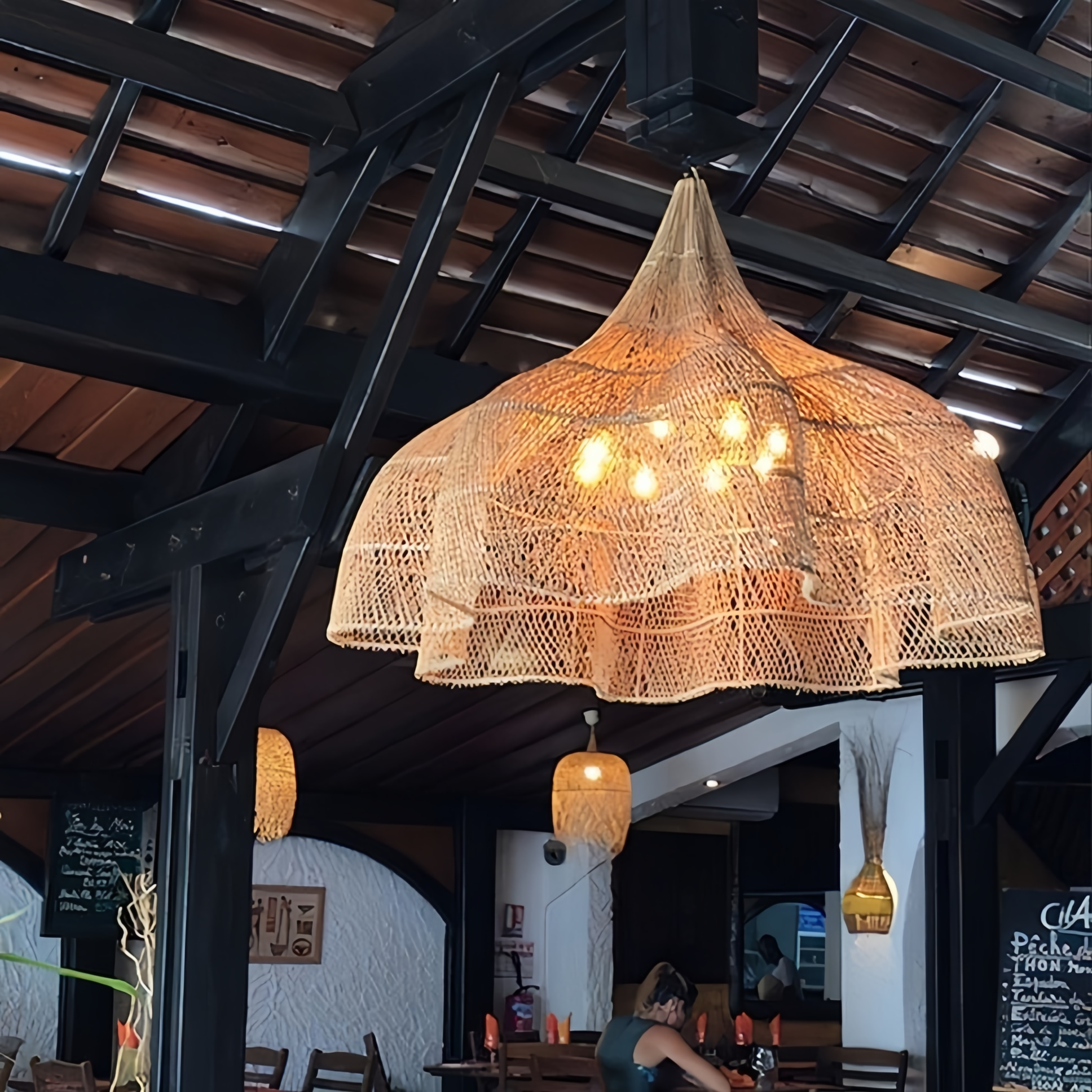 Wabi-Sabi Style Handmade Rattan Woven Pendant Light