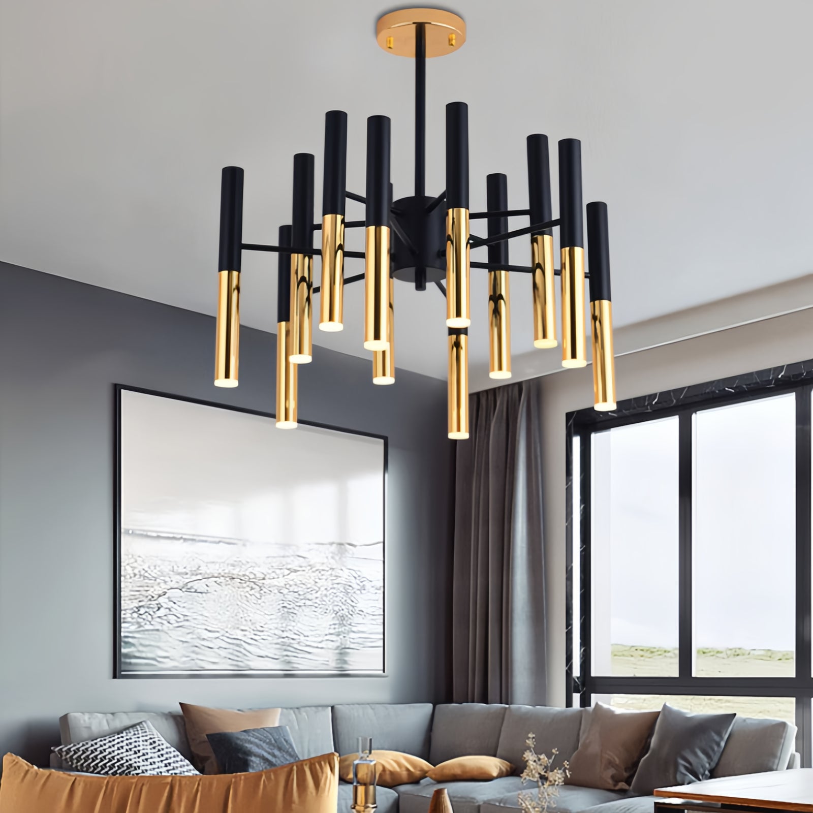 Modern Creative Metal Chandelier Light Fixtures Black Ceiling Hanging Light