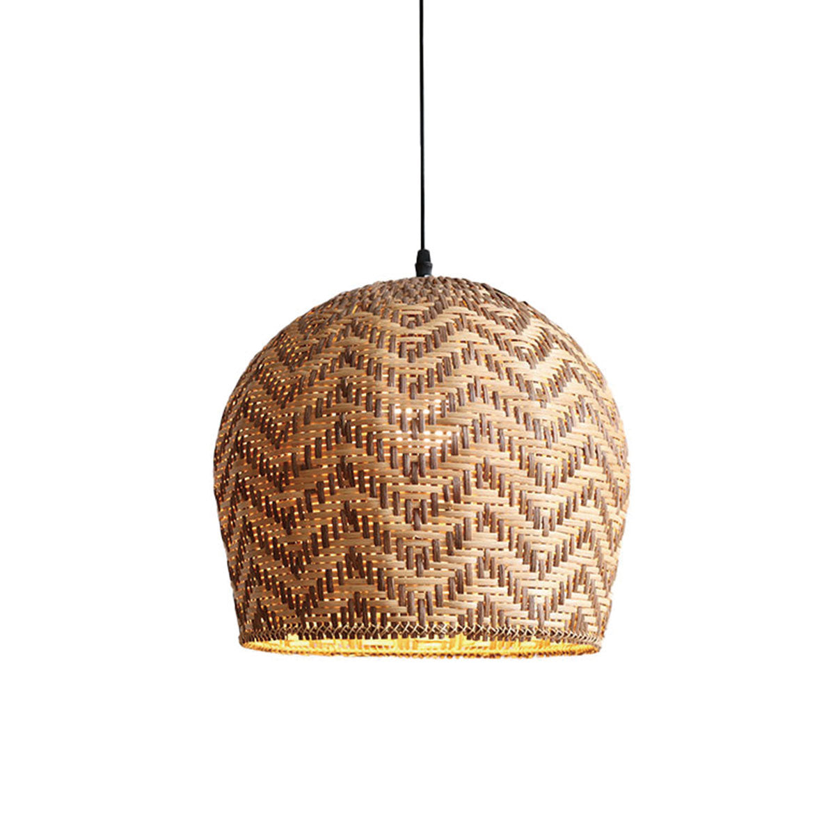 Elegant Woven Rattan Pendant Light with Wave Details