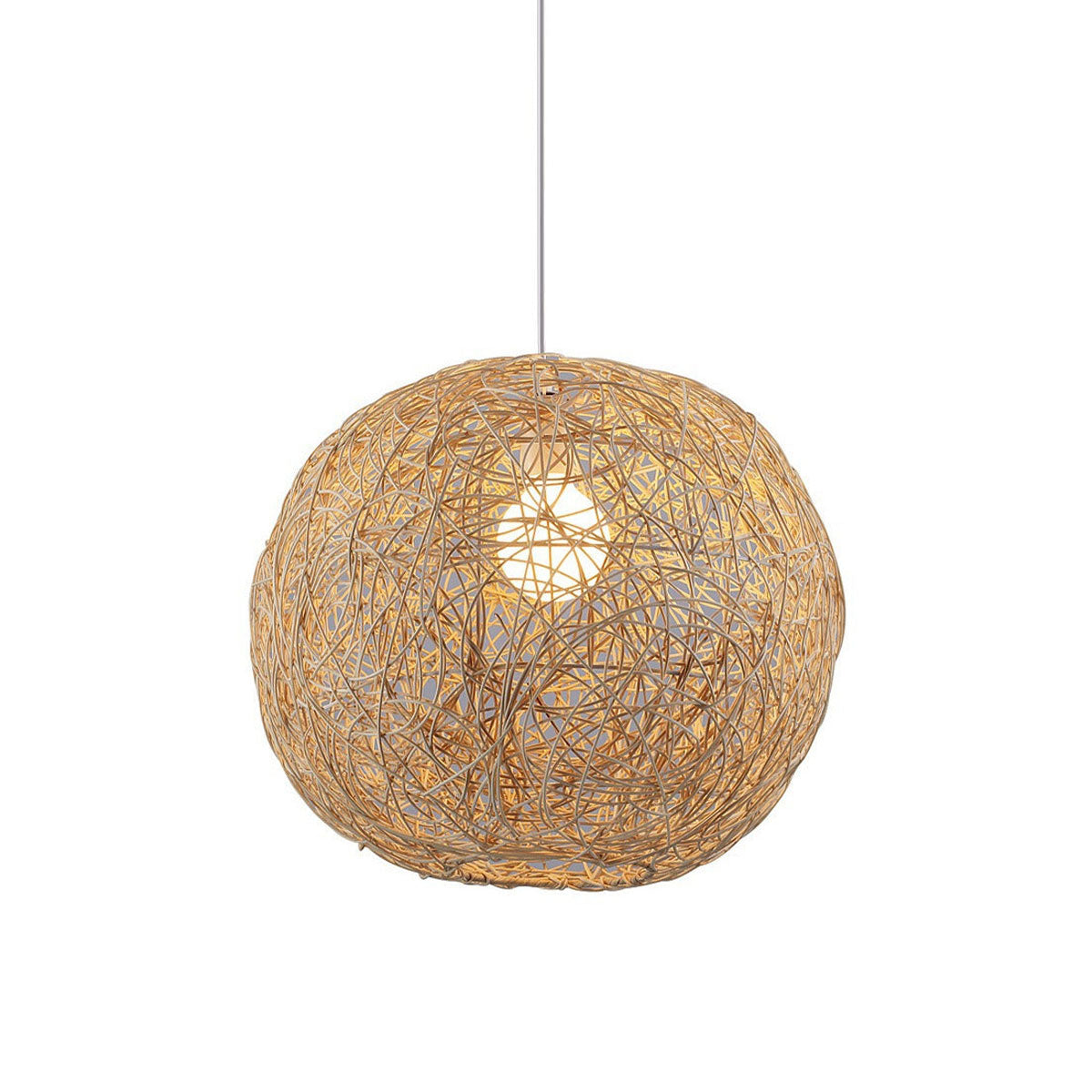 Handwoven Straw Rattan Ball Pendant Light – Available in 3 Sizes