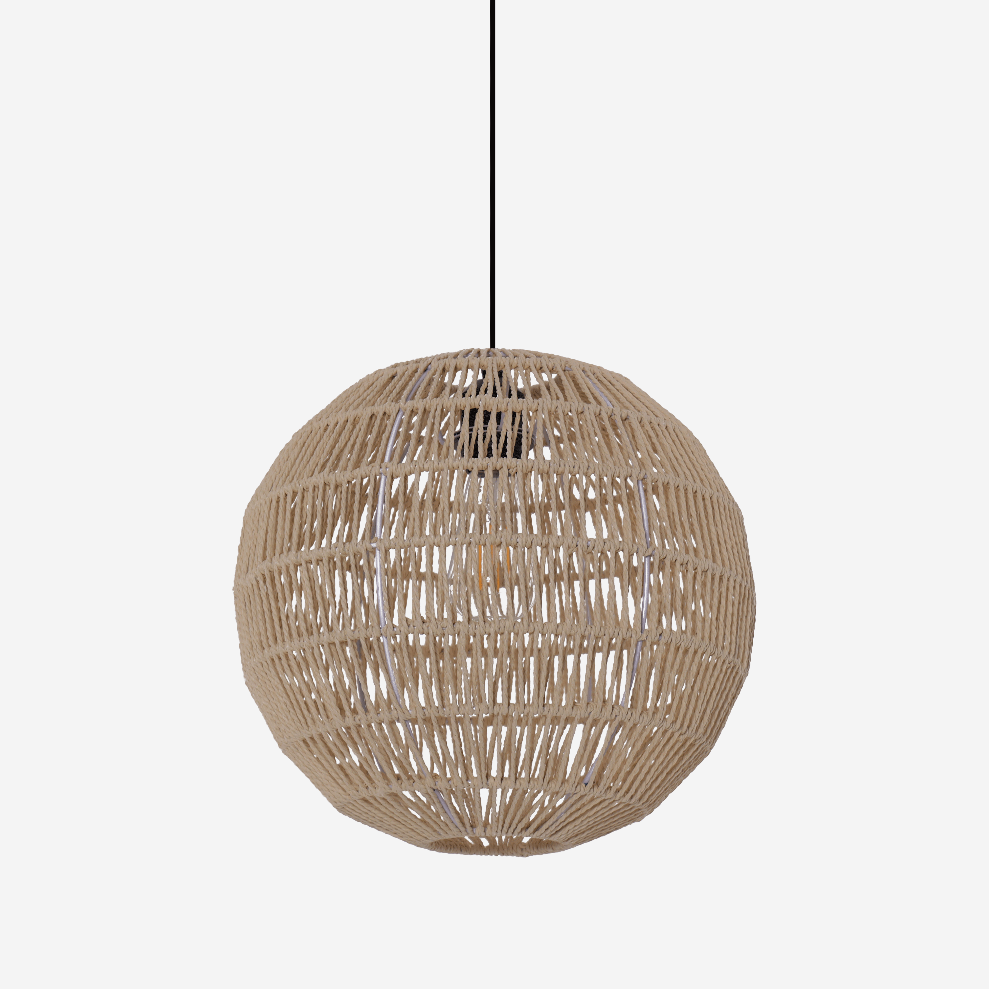 Handwoven Cotton Rope and Iron Round Pendant Light for Cozy Spaces