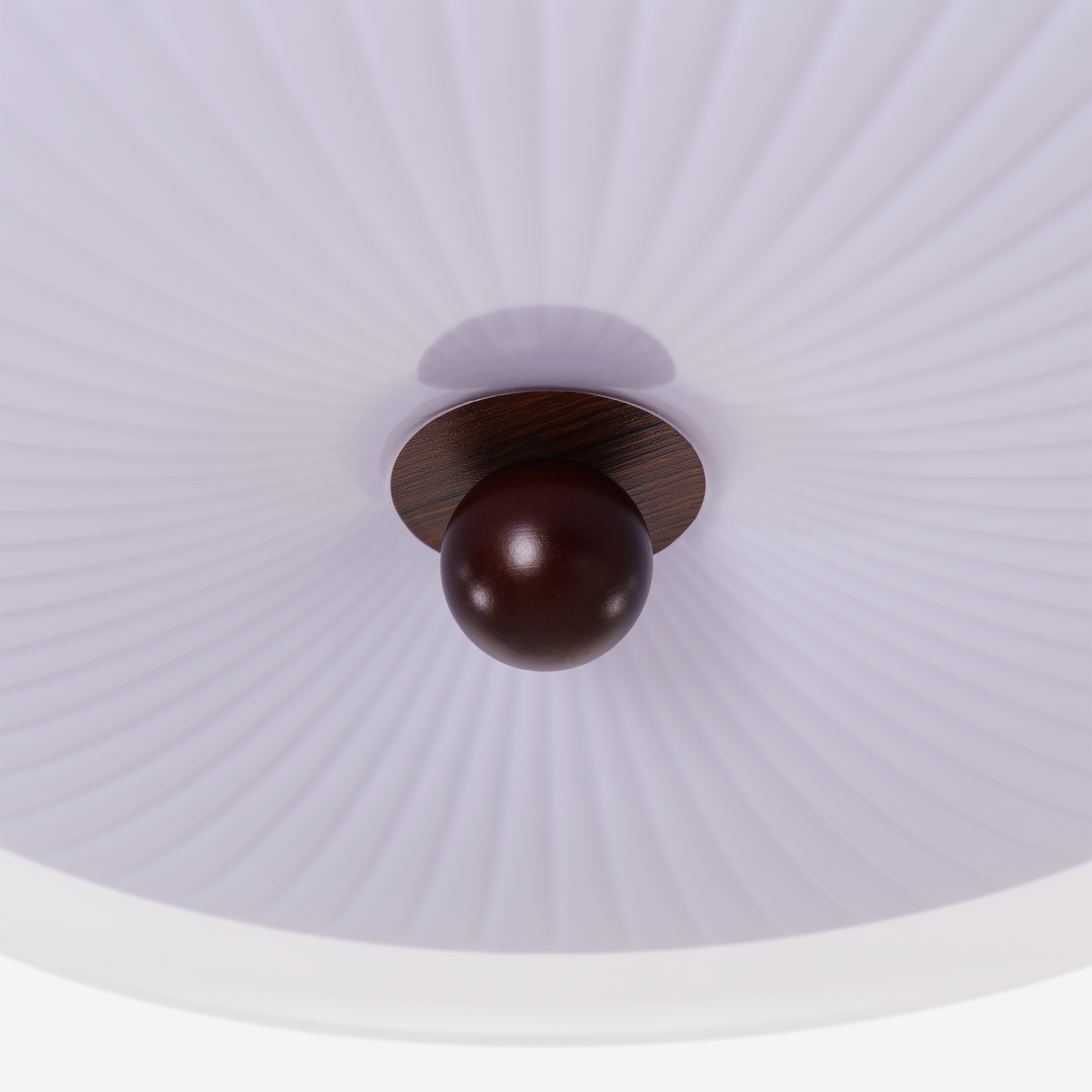 walnut ribbed acrylic ceiling light with shade texture and trim detail