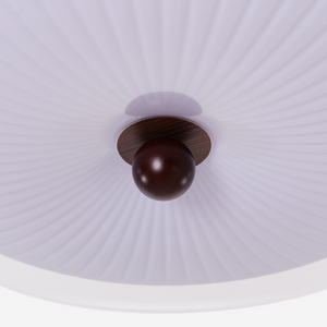 walnut ribbed acrylic ceiling light with shade texture and trim detail
