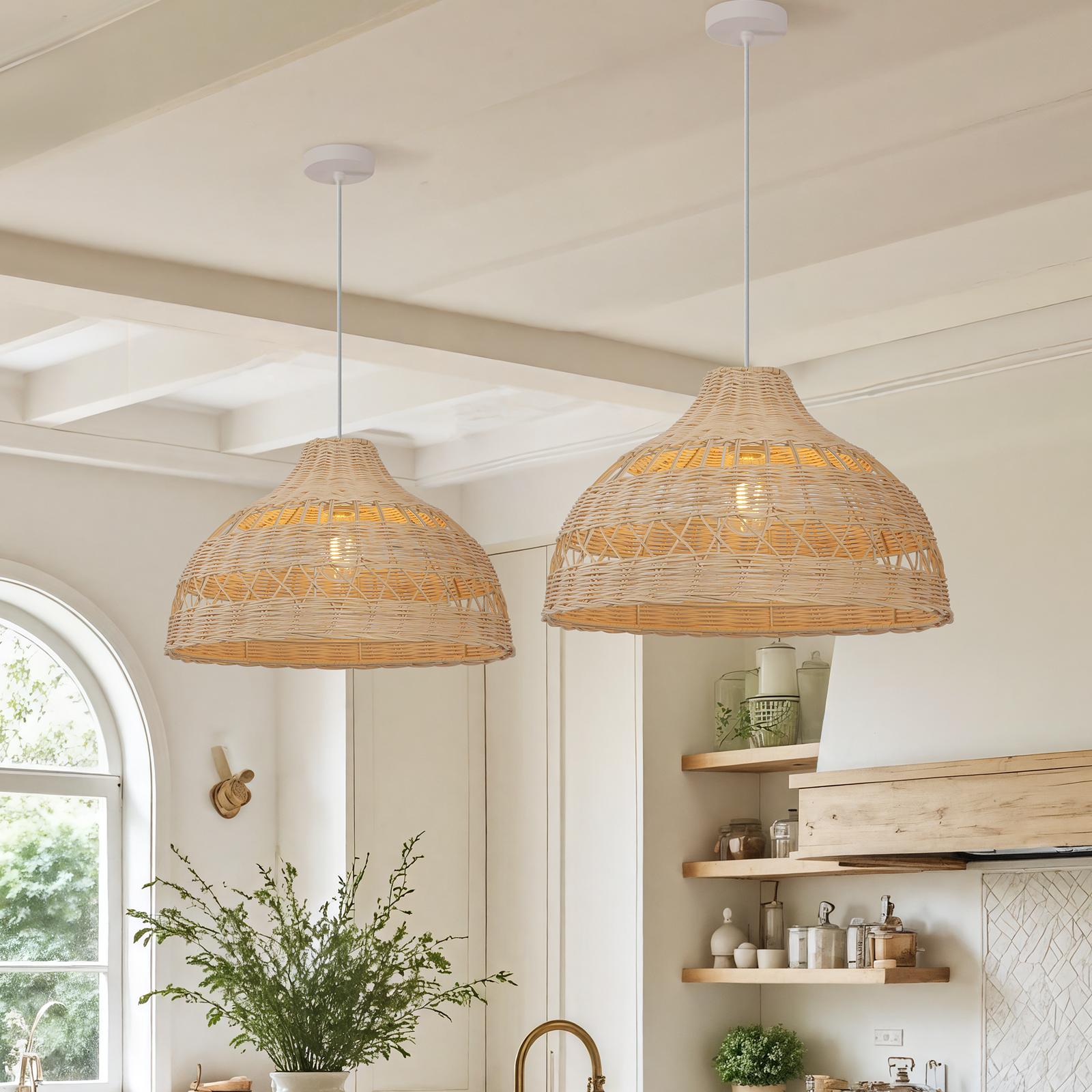 Cella Handwoven Rattan Woven Pendant Light Retro Country Lamp Fixture Dining Room