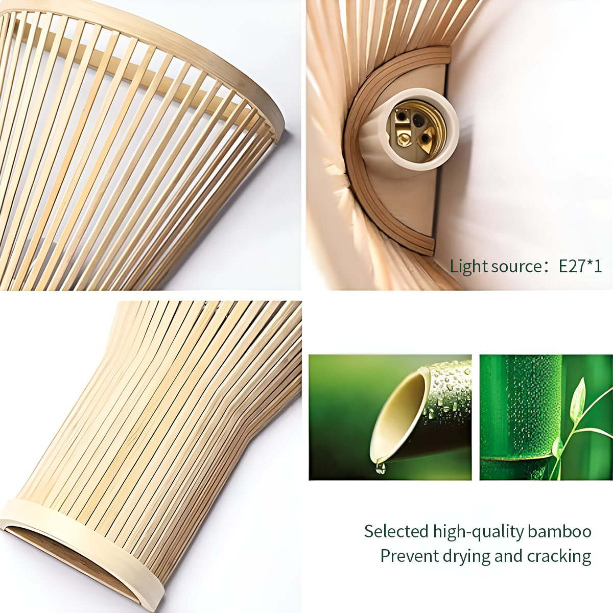 High-Quality Bamboo Craft Vase-Shaped LED Wall Light