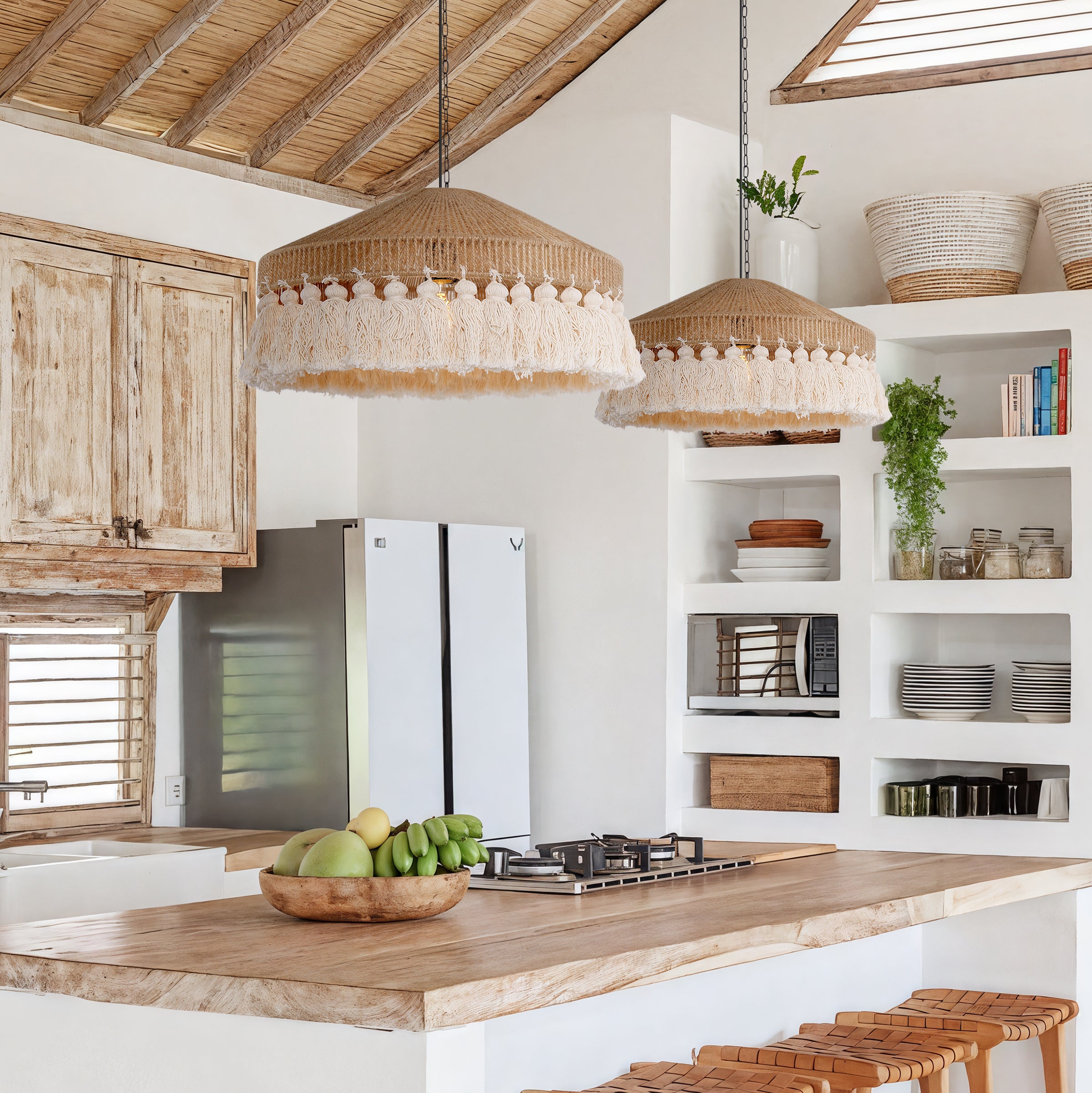 Bohemian Style Handcrafted Woven Hemp Rope Hanging Pendant Lights