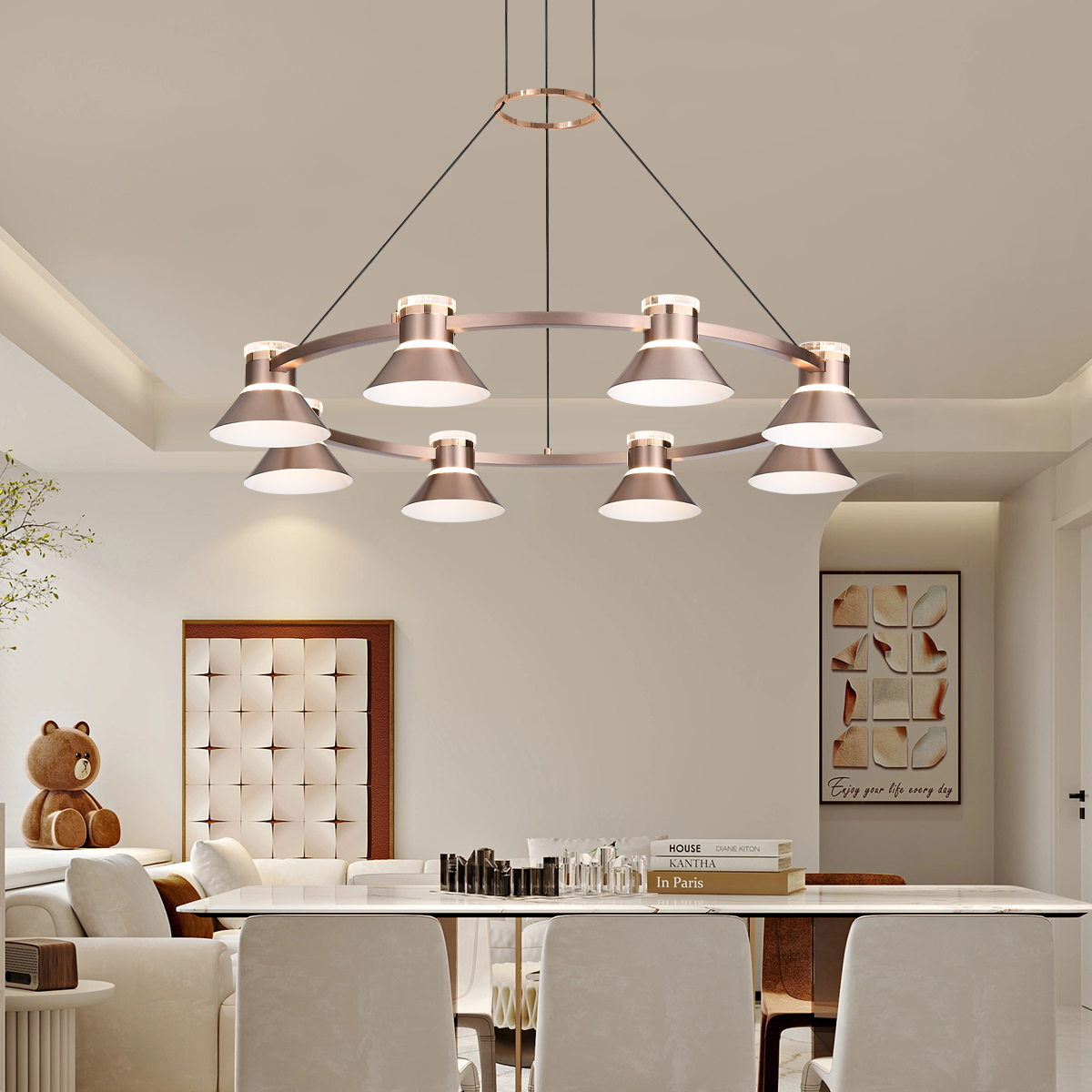 Modern Aluminum LED Pendant Light with 3-Colour Changing