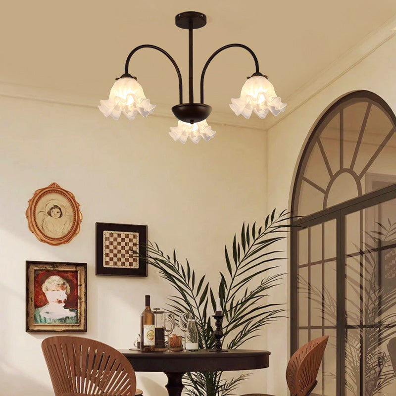 Brown Flower Frosted Glass Contemporary Living Room Chandelier