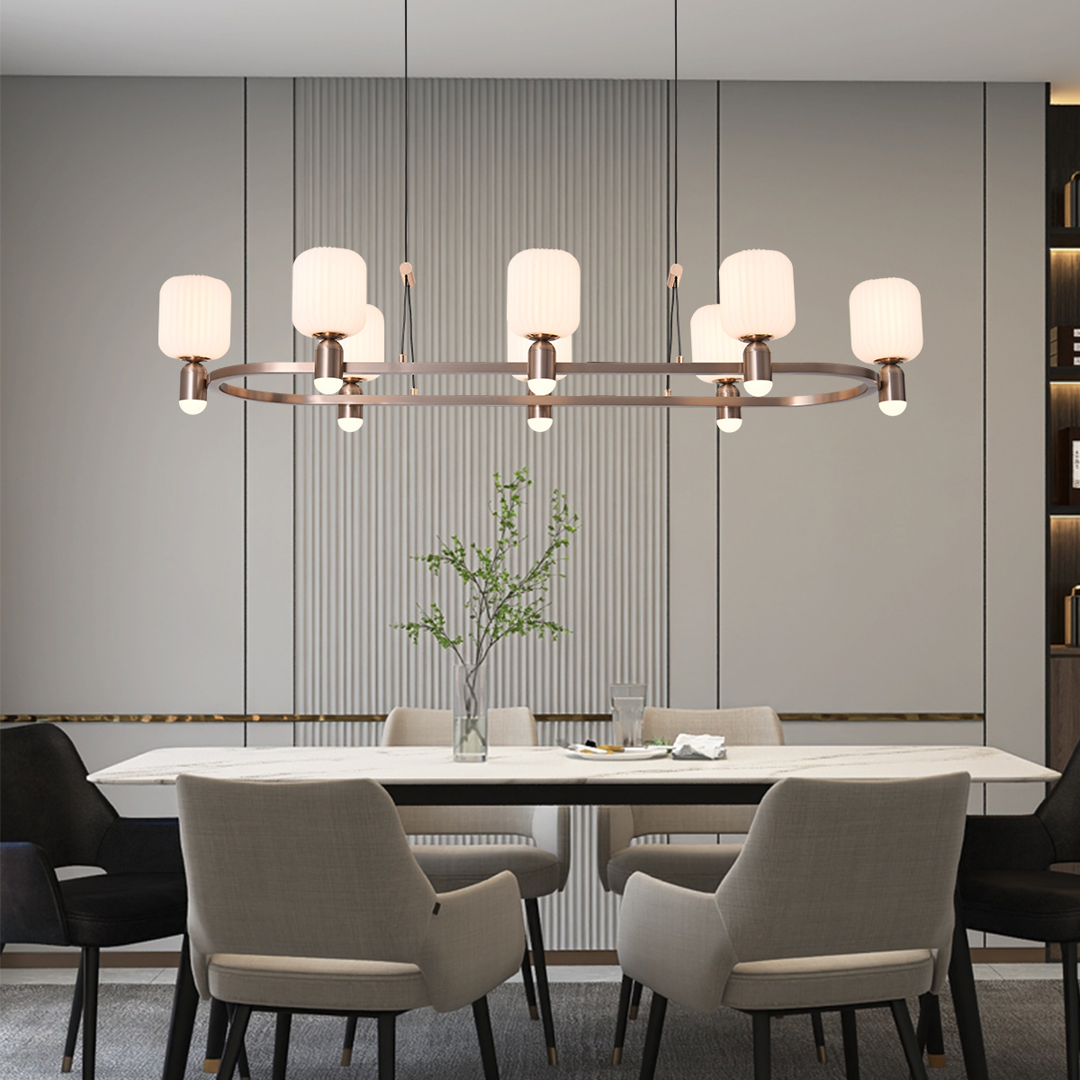 Modern Minimalist Luxury Bronze Chandelier with Acrylic Shades