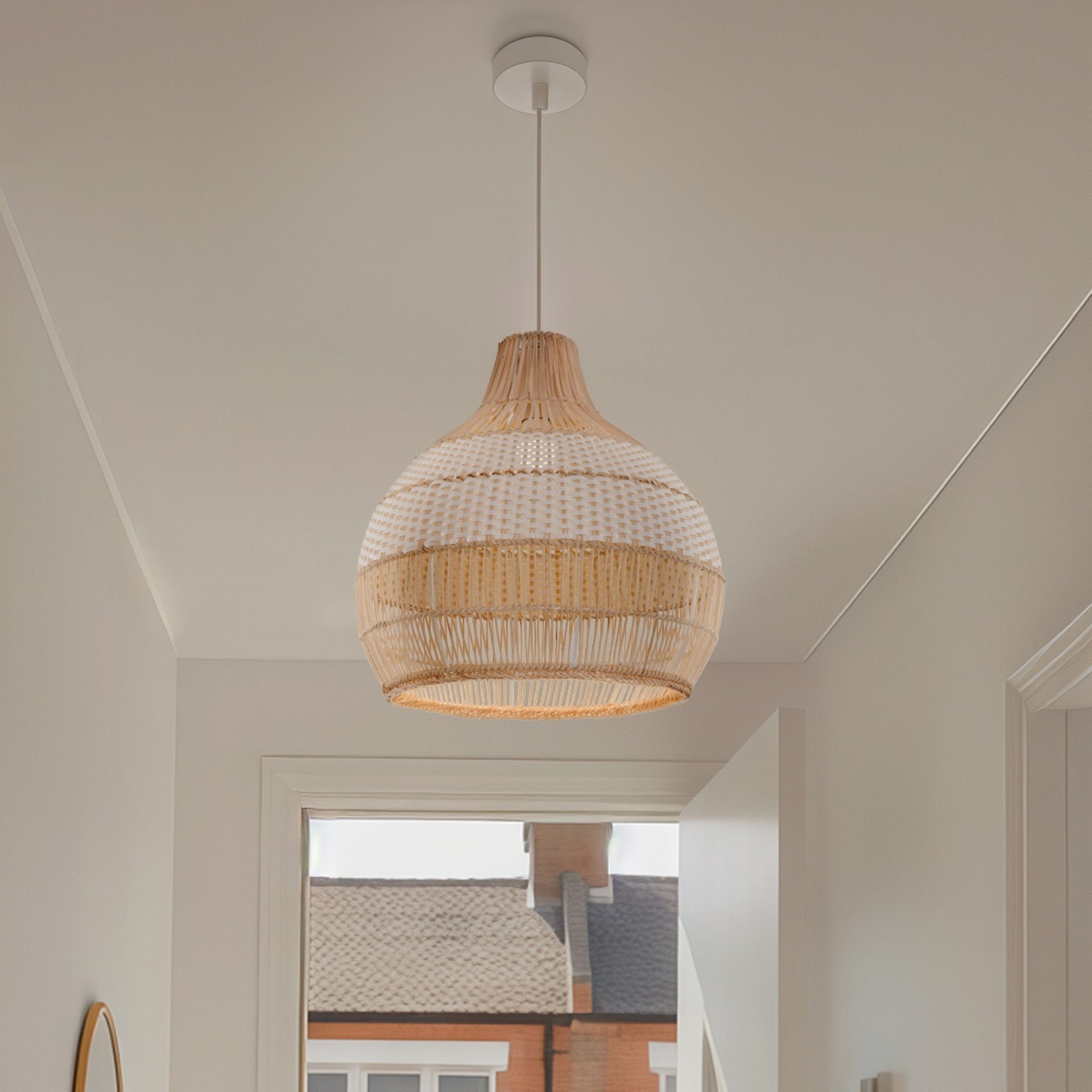 Dewlight Handwoven Rattan Light Pendant Pendant Lamp Kitchen Island