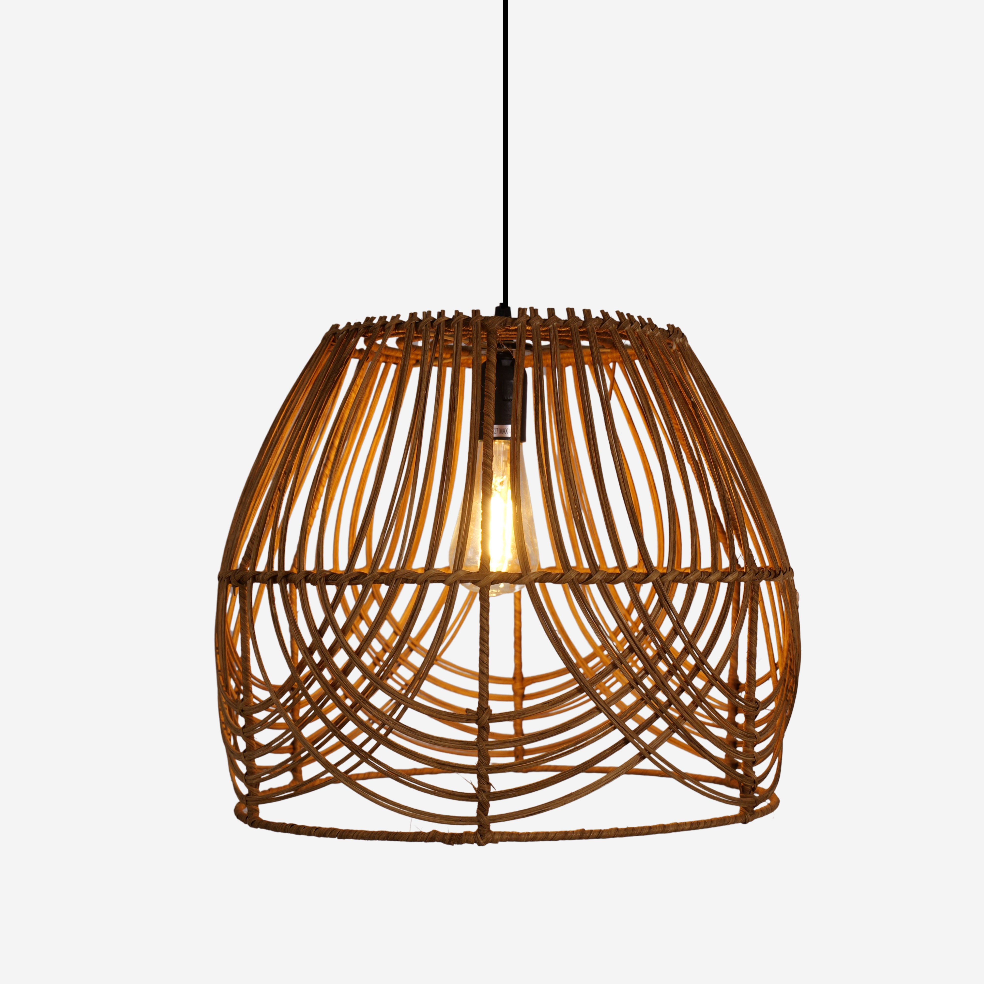 Rustic Woven Rattan Pendant Light for Living Spaces