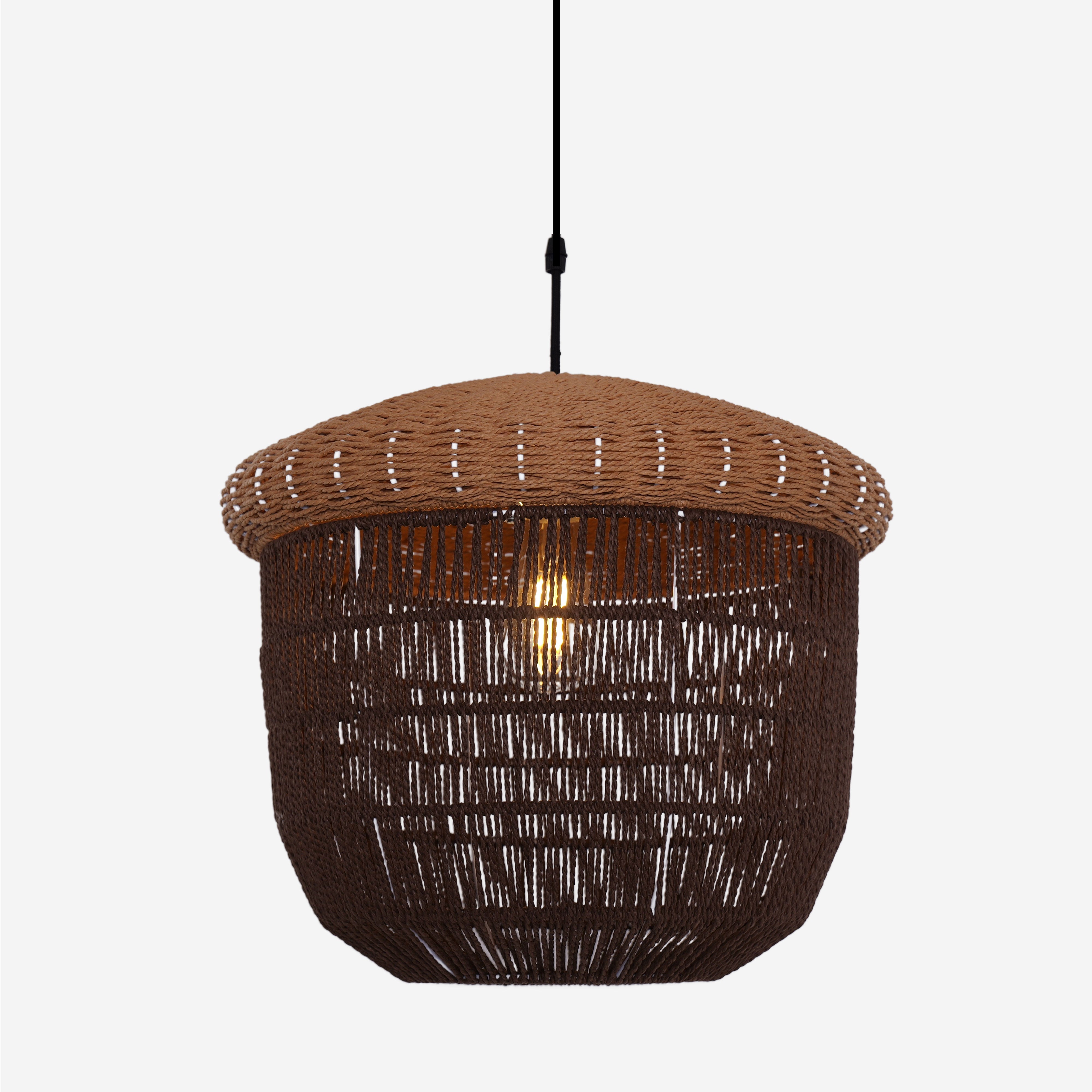 Rustic Paper Rope and Iron Basket Pendant Light for Cozy Spaces