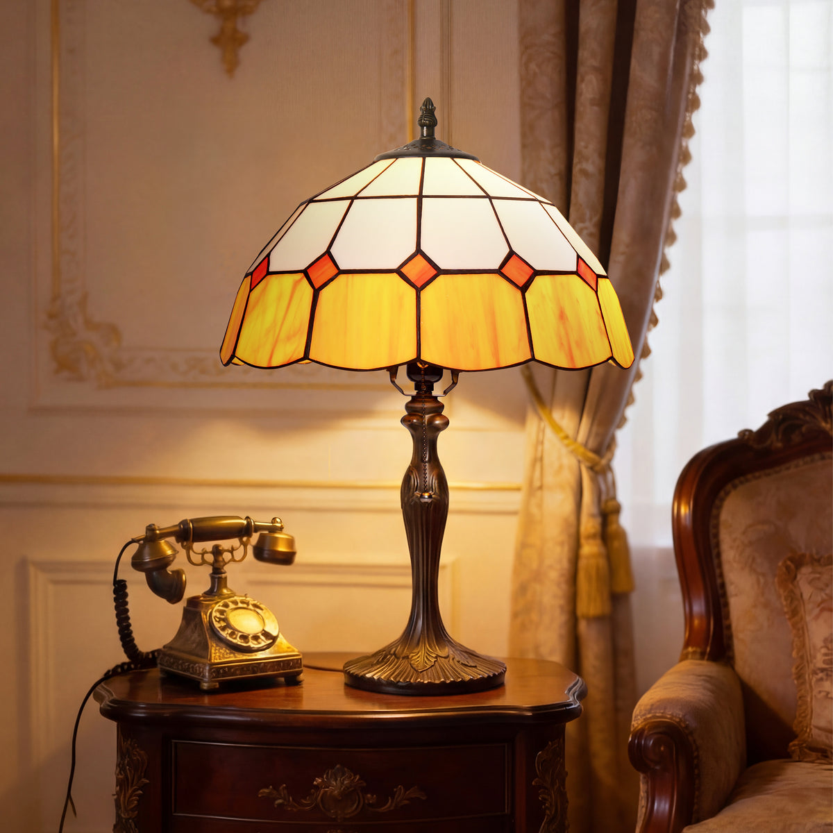 Tiffany Table Lamp Handcrafted Stained Glass Block Series