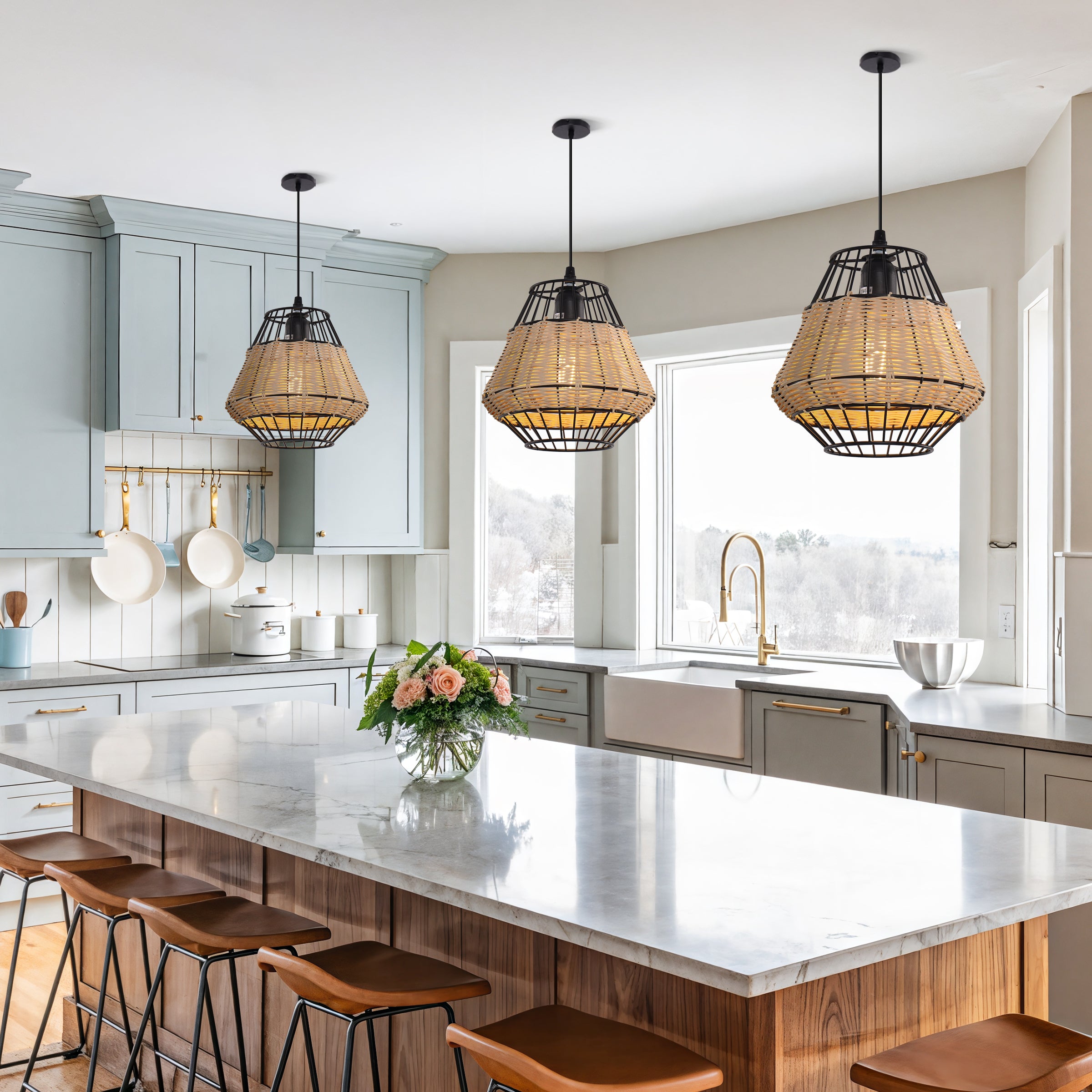 Hexagonal Woven Pendant Light for Natural Warmth and Modern Style
