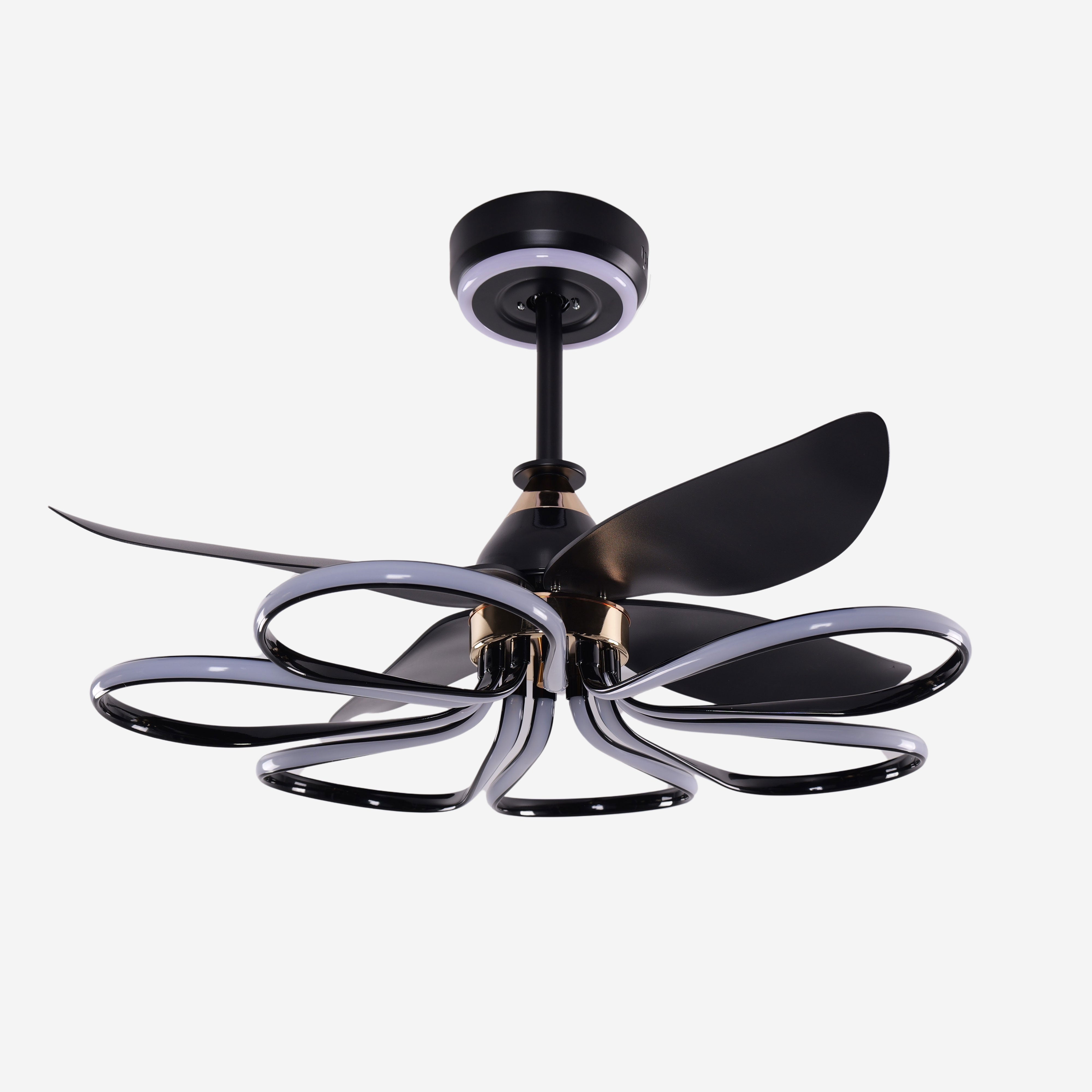 Contemporary Black Aluminum Ceiling Fan Light for Living Rooms