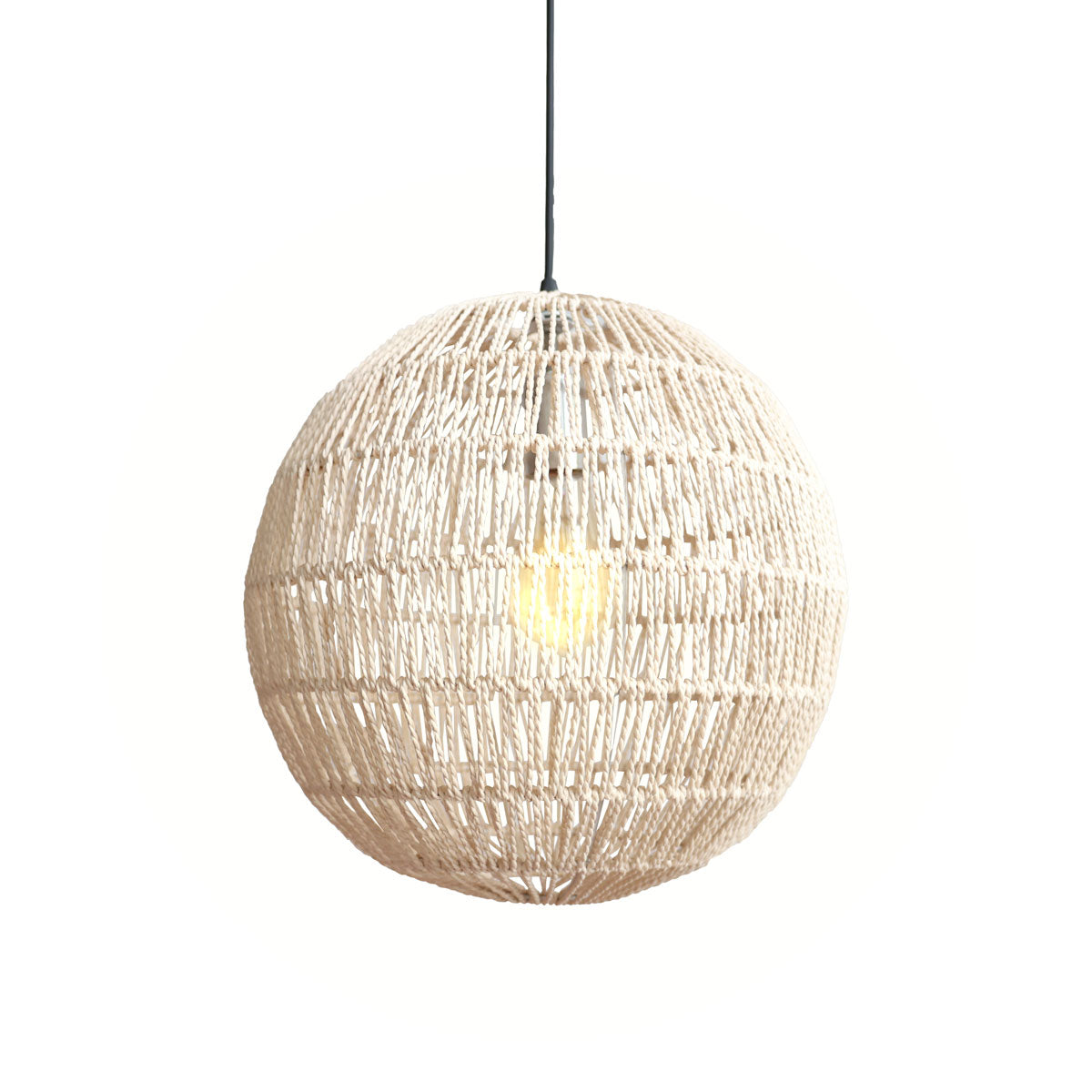 Handwoven Cotton Rope and Iron Round Pendant Light for Cozy Spaces