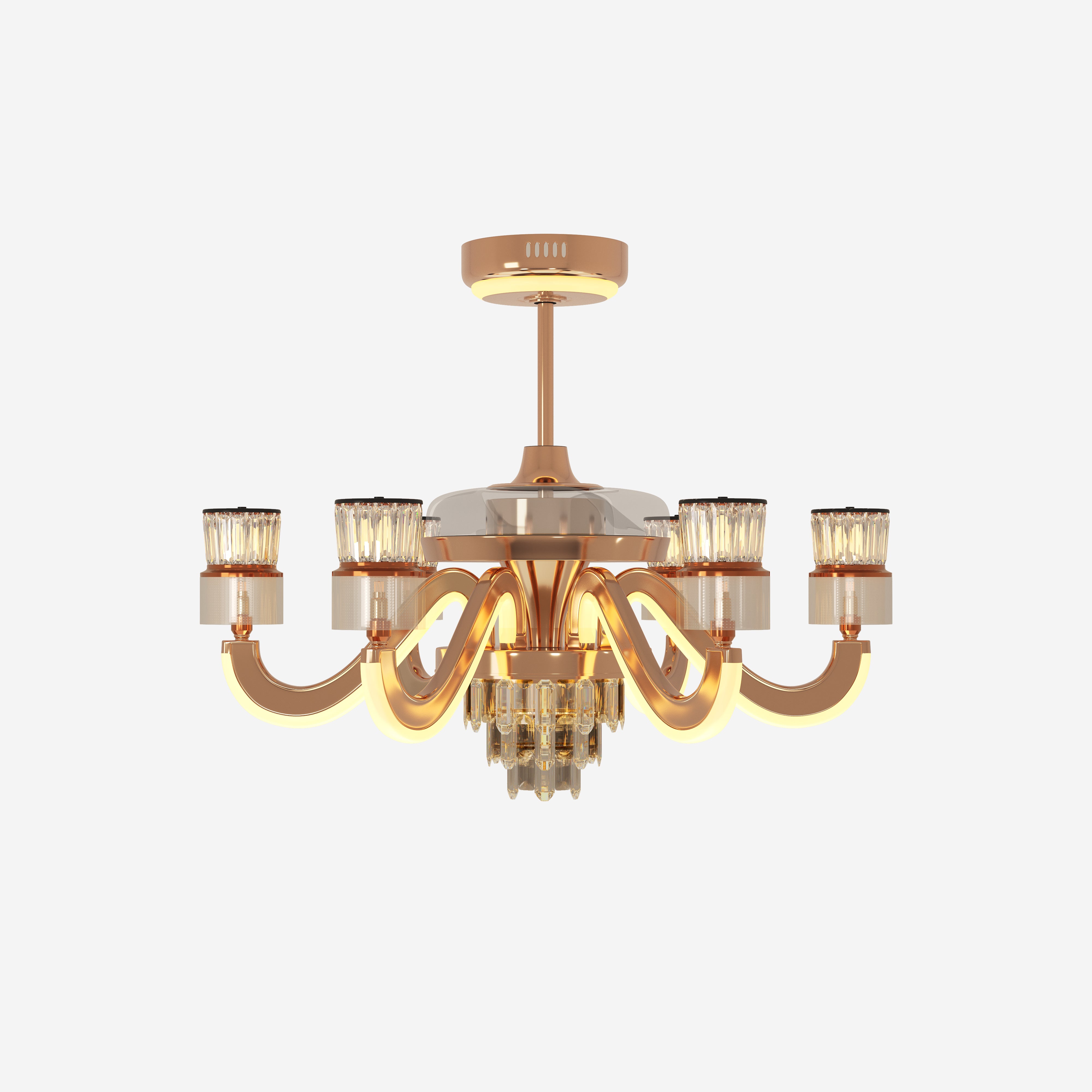 Luxurious Palace Crystal Ceiling Fan with LED Dimmable Lights
