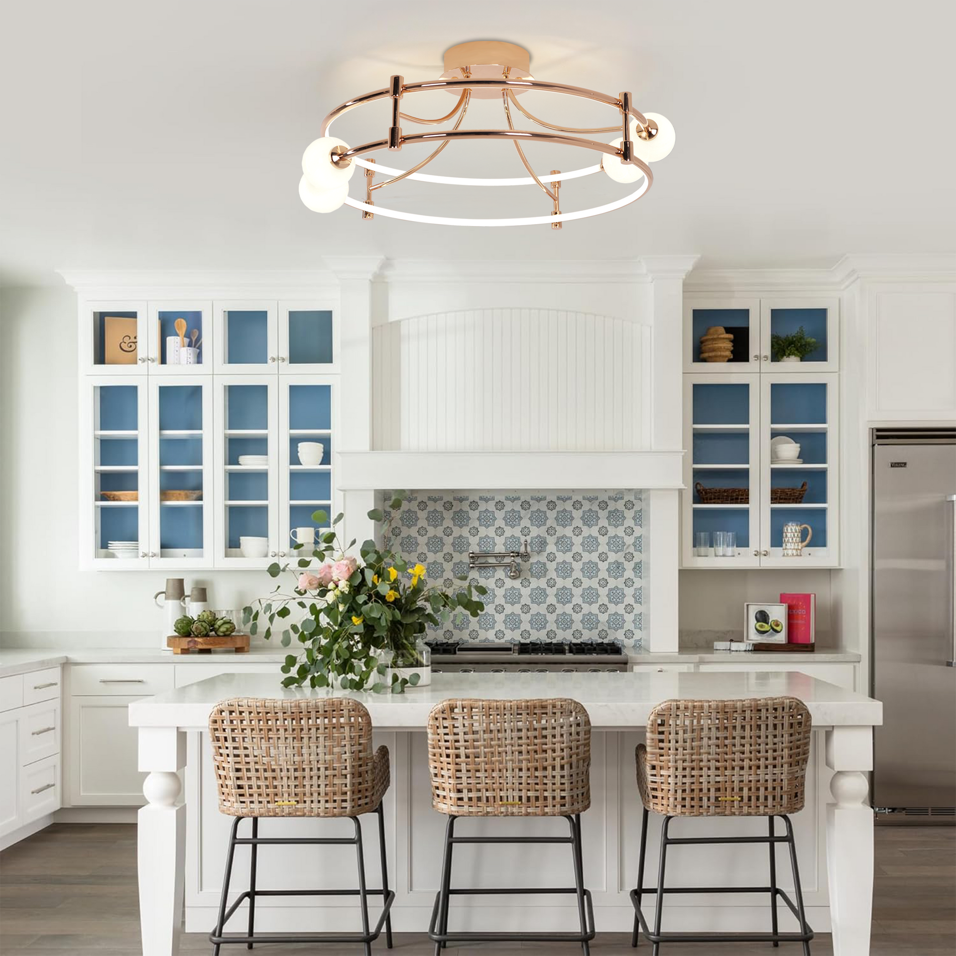 Modern LED Ceiling Light Glass Globes Changing