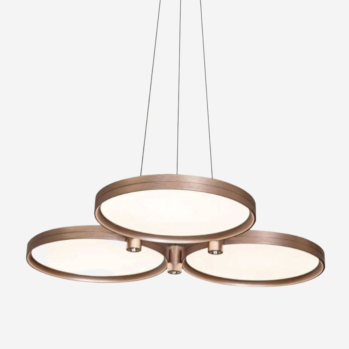 Champagne Gold Triple-Ring Stepless Dimming Pendant Light