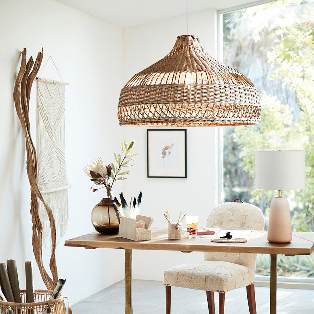 Handwoven Rattan Woven Pendant Light Retro Country Lamp Fixture