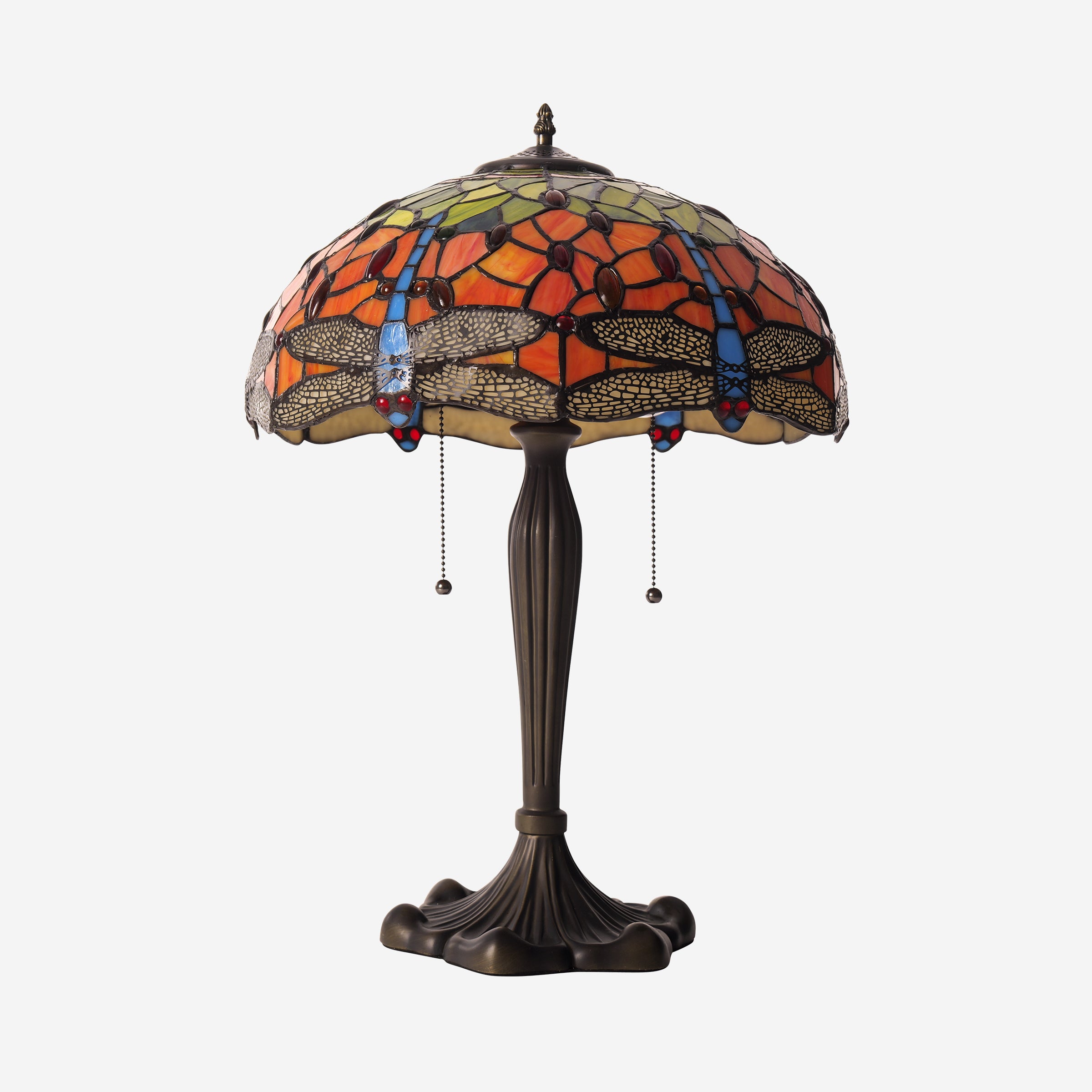 Tiffany Table Lamp | Handcrafted Stained Glass Dragonfly Series Blue Dragonfly