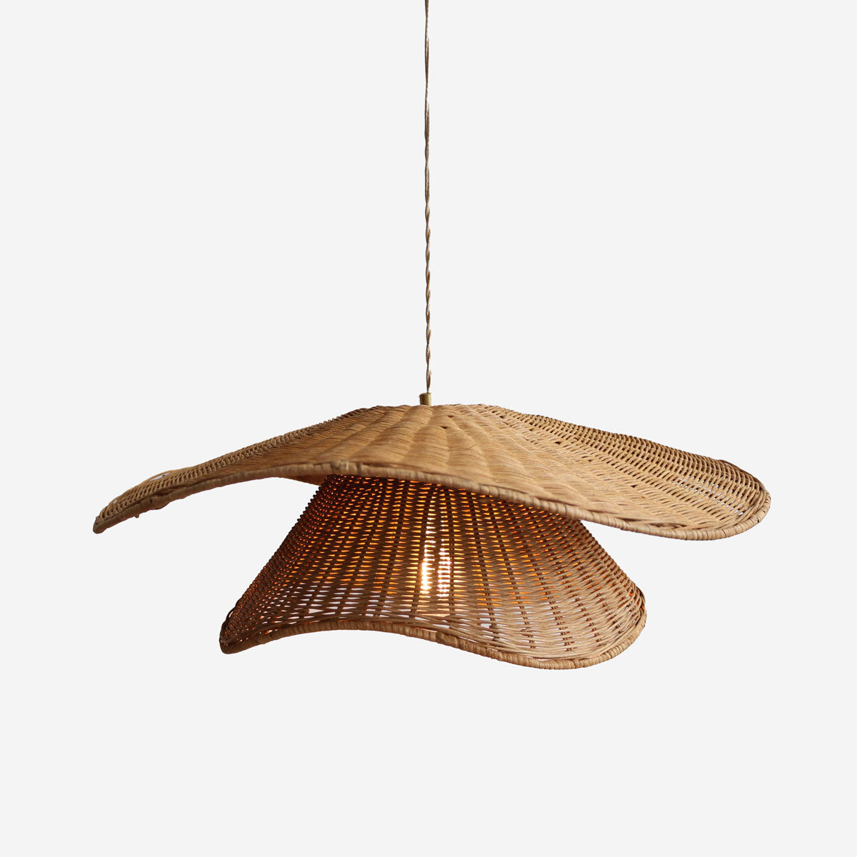 Organic Woven Rattan and Iron Pendant Light for Cozy Spaces