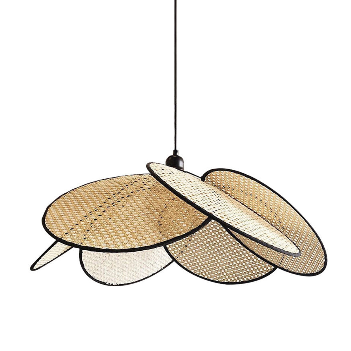 Handwoven Rattan Petal-Shaped Pendant Light Fixture