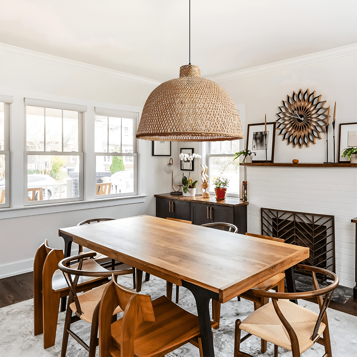 Natural Bamboo Woven Dome Pendant Light for Cozy Spaces